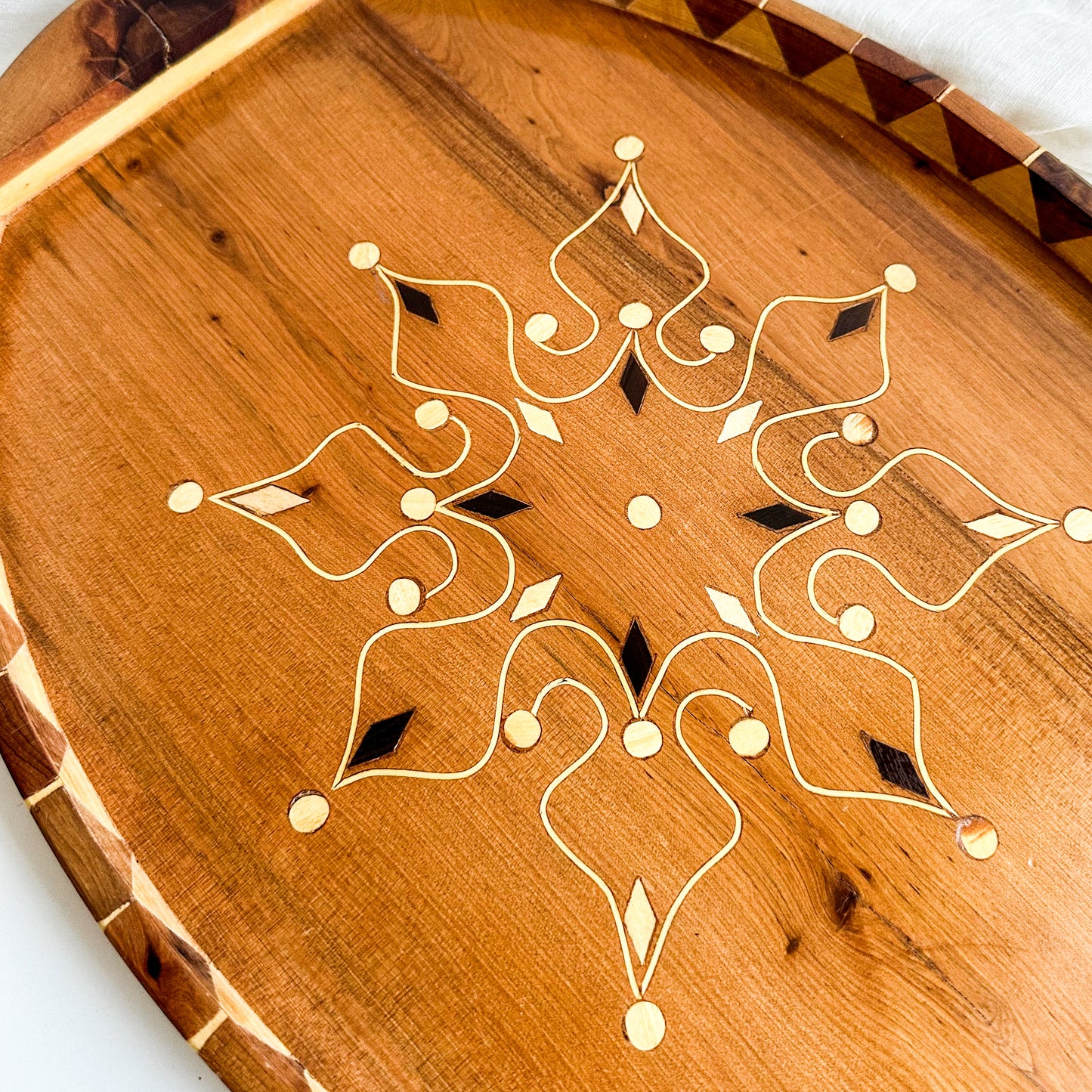 Wooden Tray with Inlay Design