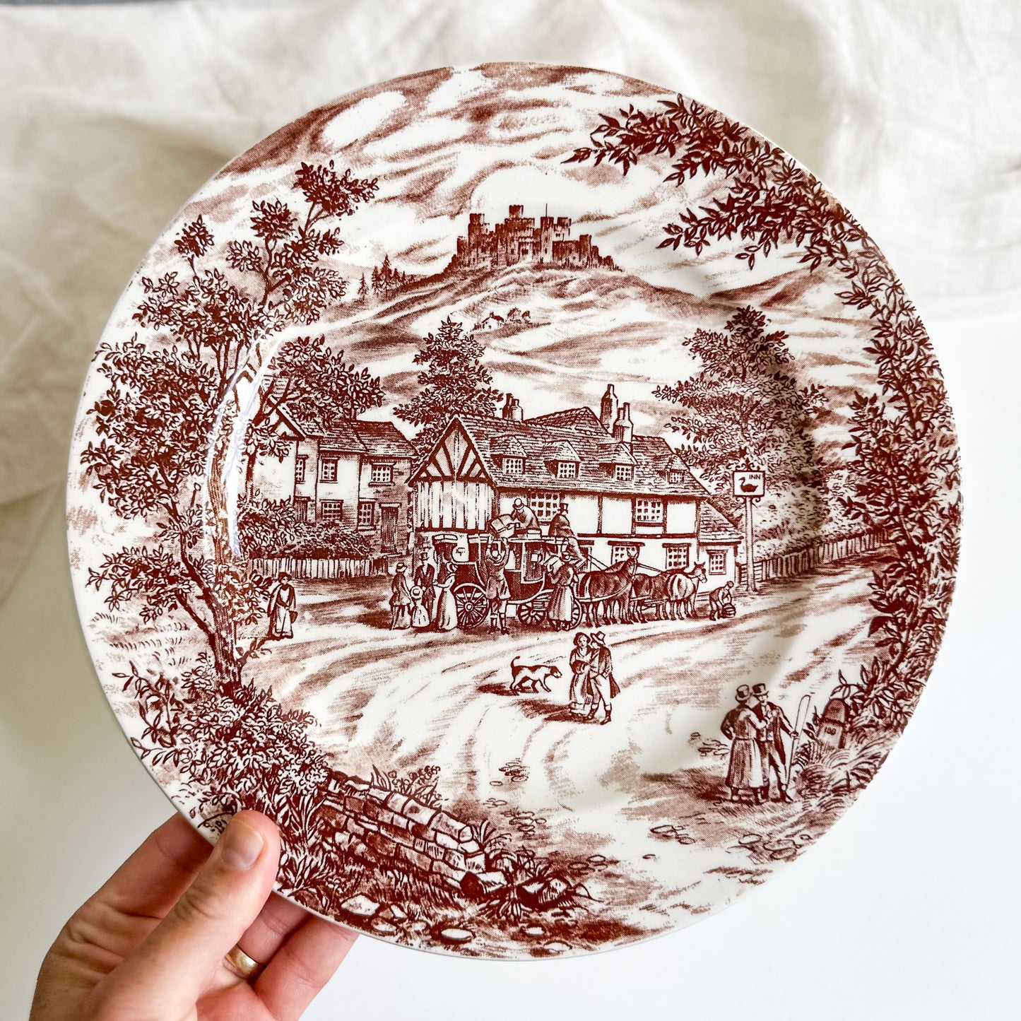 Brown Transferware Dinner Plate