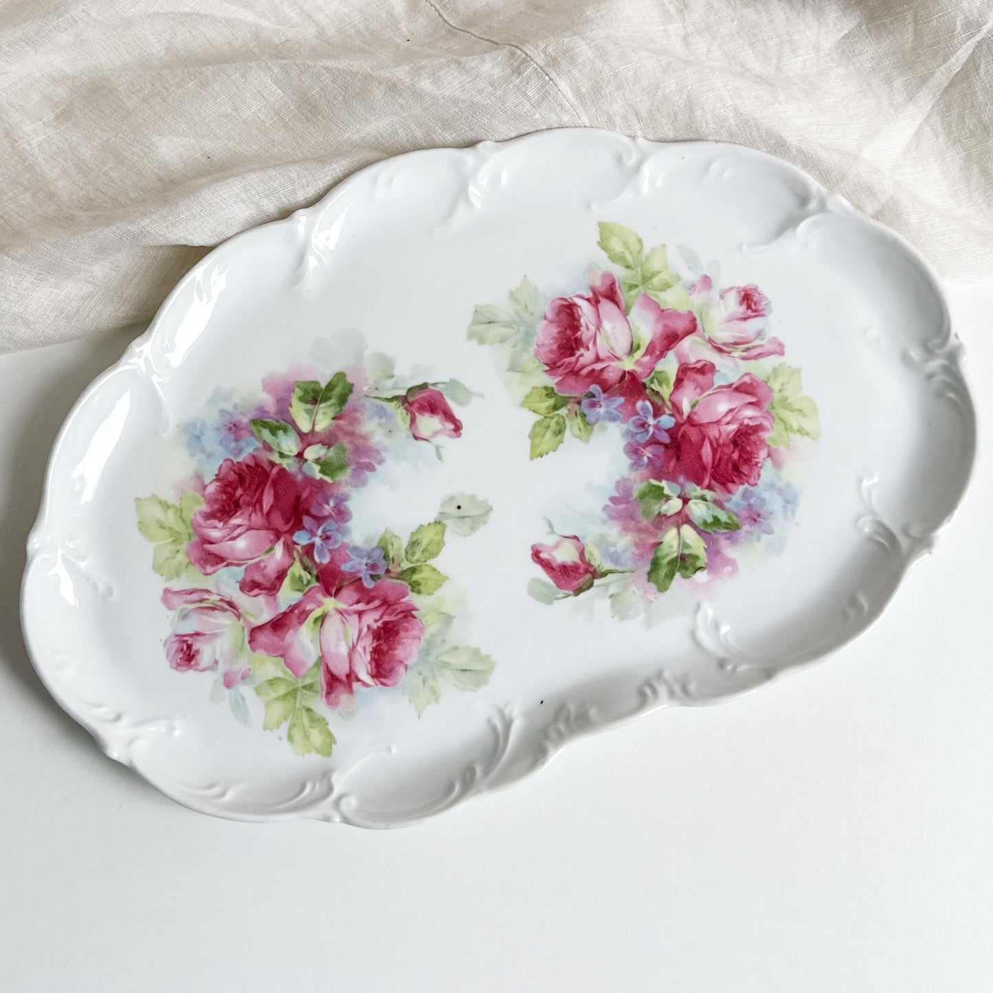 Vintage Floral Serving Plate