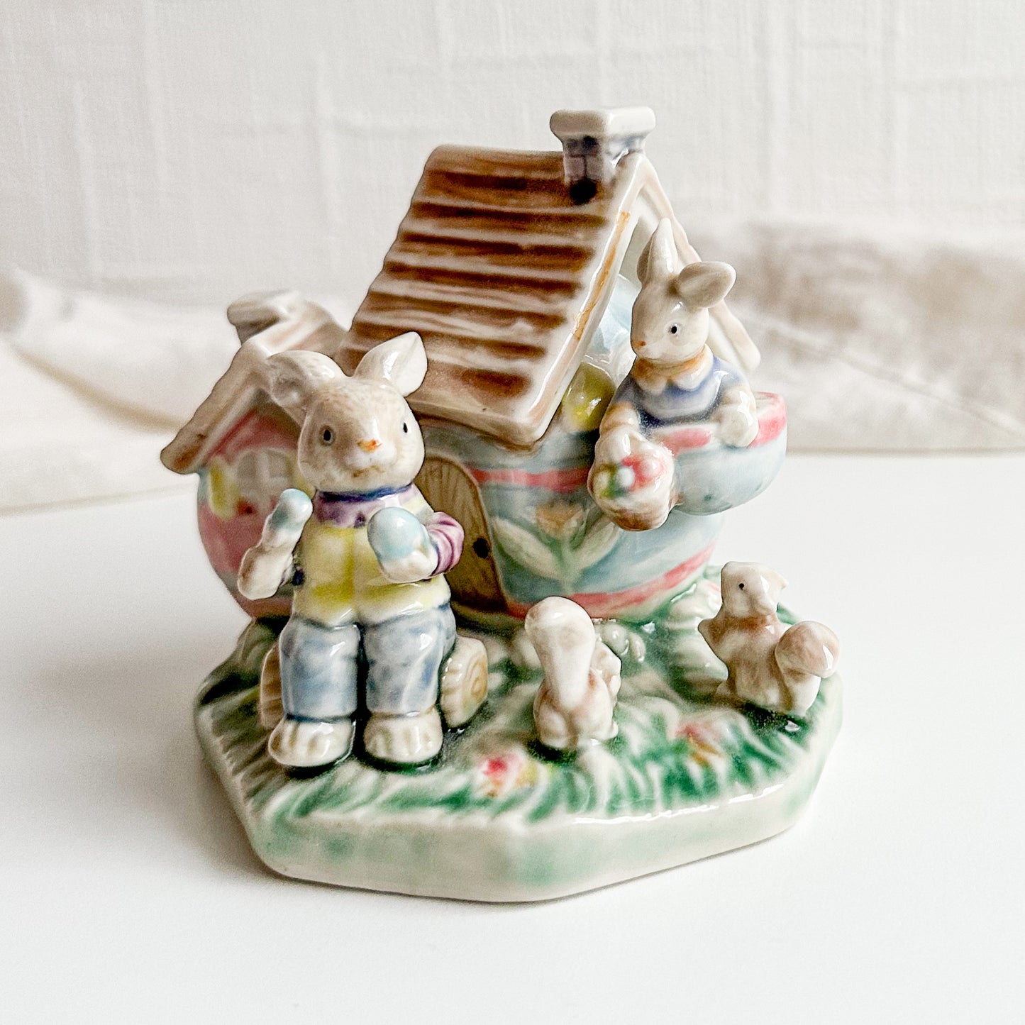 Easter Bunny Family Cottage Figurine