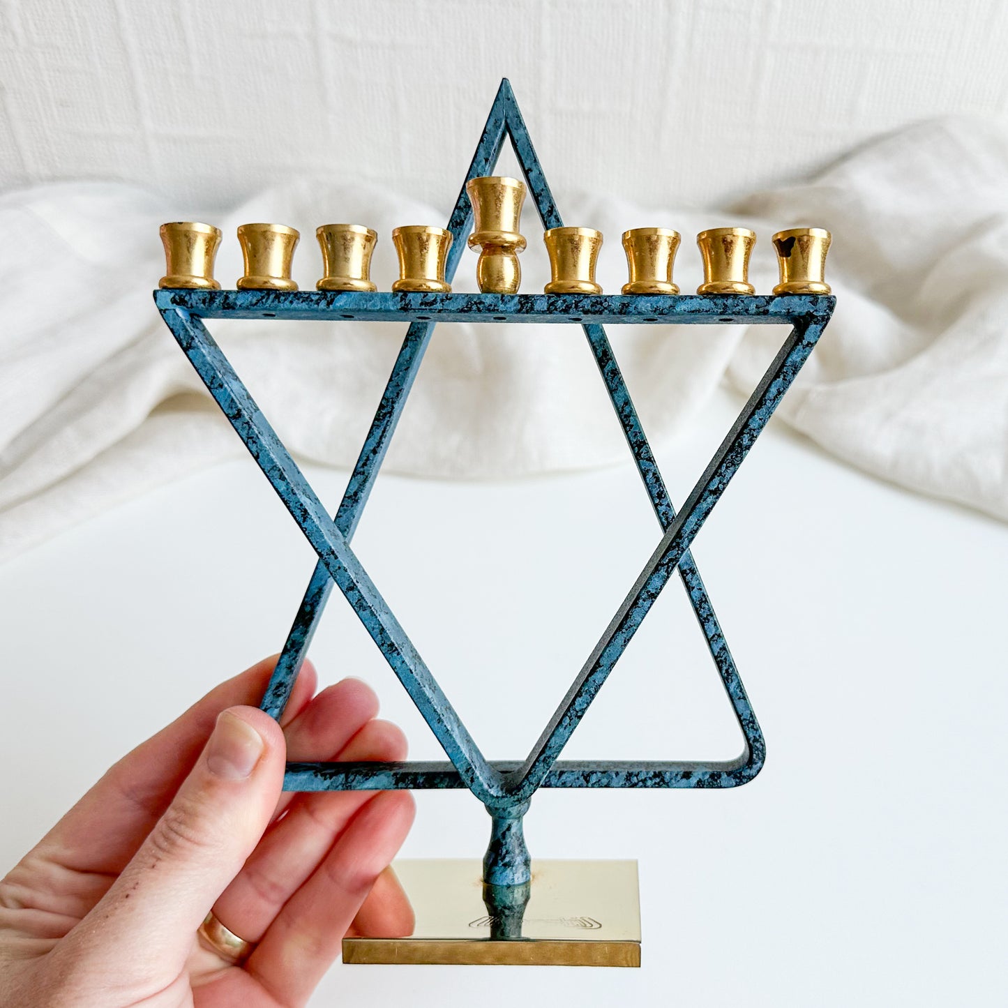 Blue and Gold Hanukkah Menorah