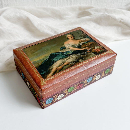 Leather Jewellery Box with Silk Print