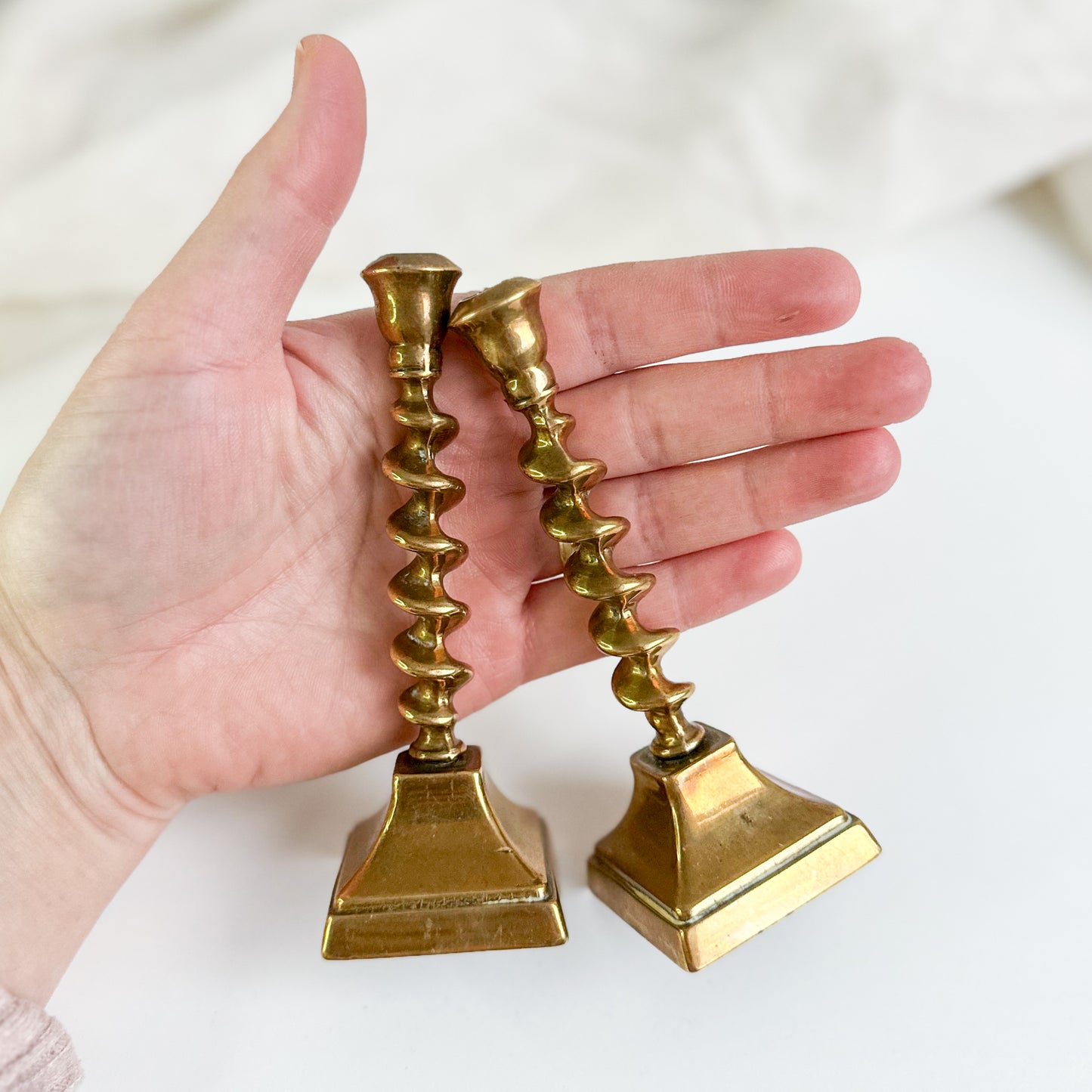 Pair of Small Brass Candlesticks