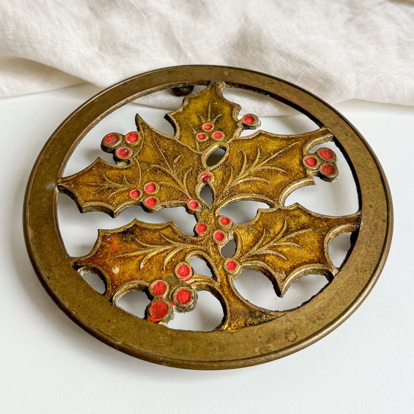 Brass Holly Trivet
