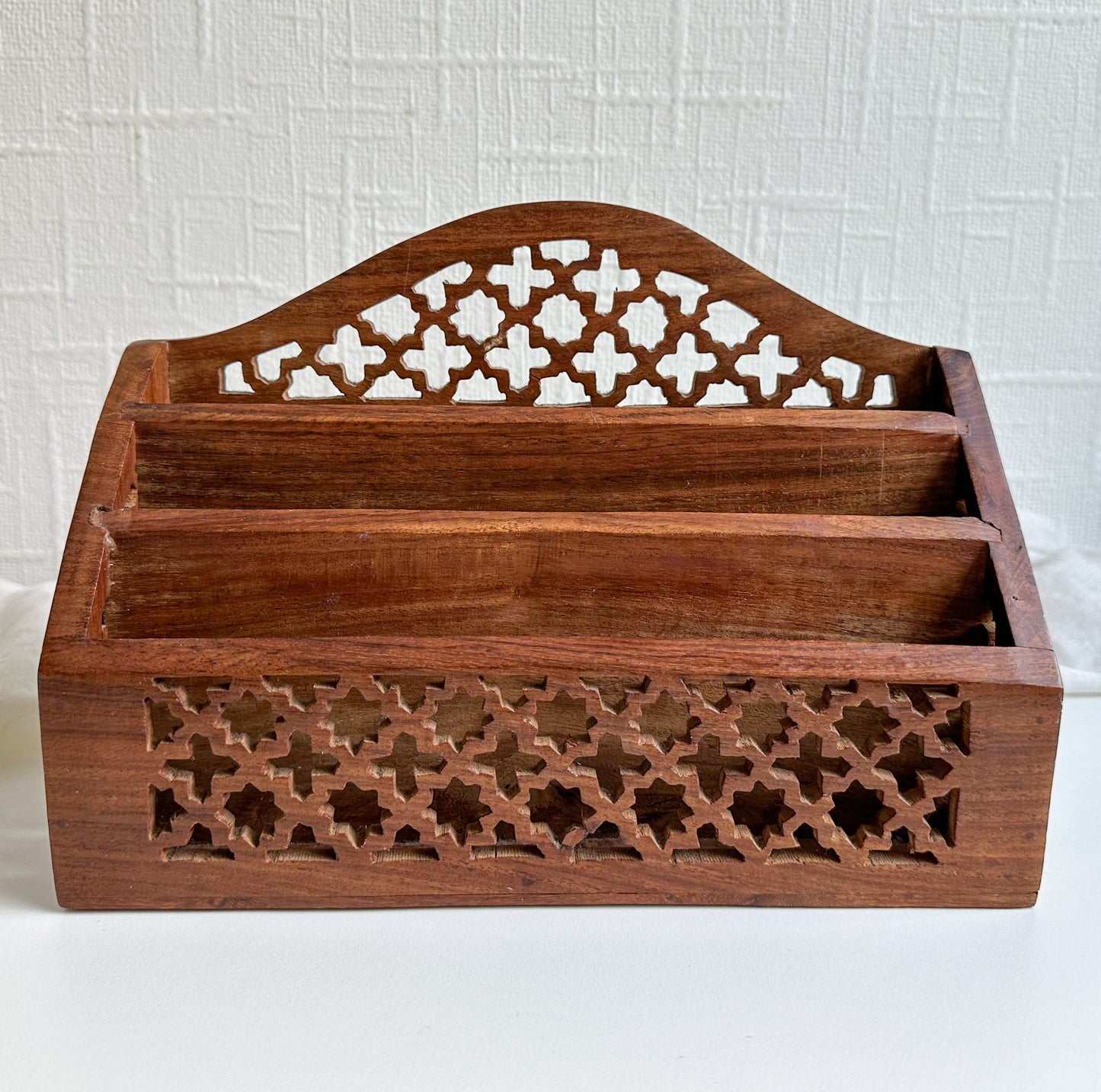 Pierced Wood Desk Organiser