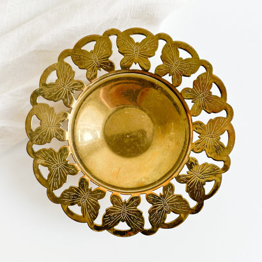 Brass Dish with Butterflies