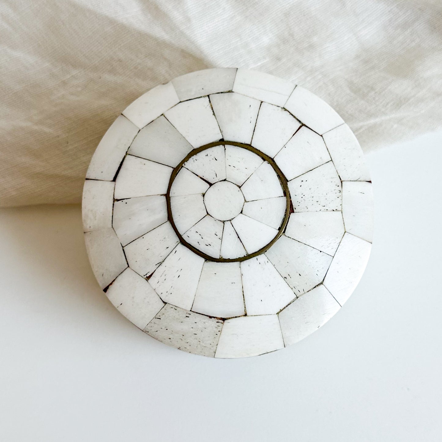 Brass and Bone Round Box