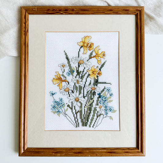 Framed Floral Cross Stitch