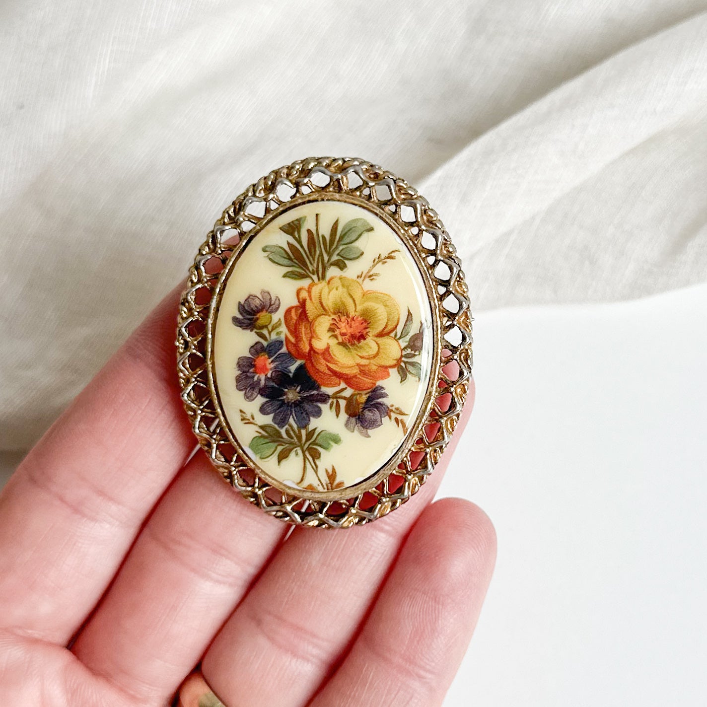 Ceramic Floral Brooch