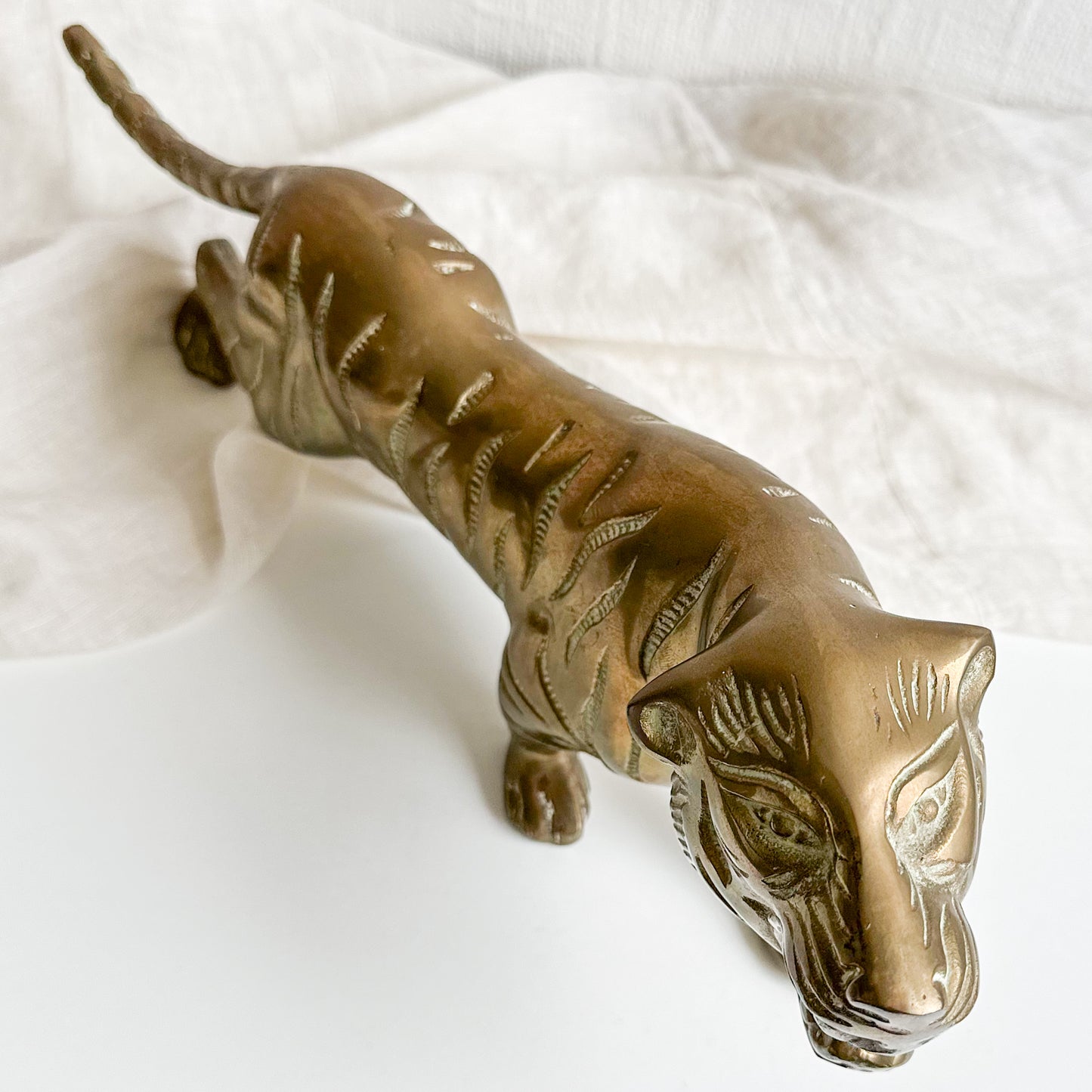 Large Brass Tiger Statue