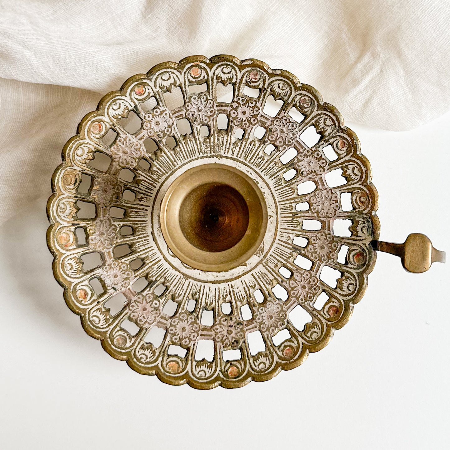 Brass Chamberstick with Pierced Design