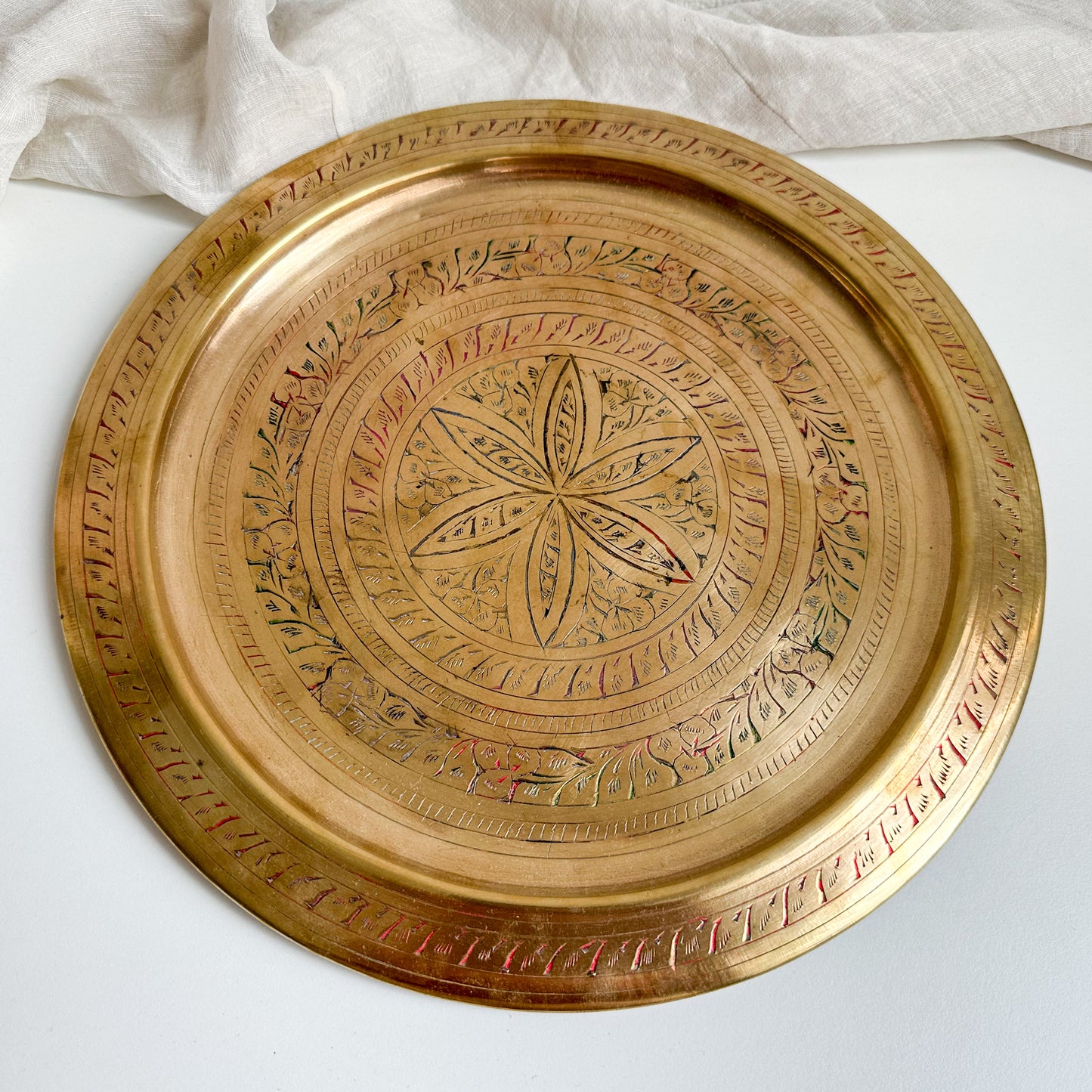 Round Etched Brass Plate / Tray