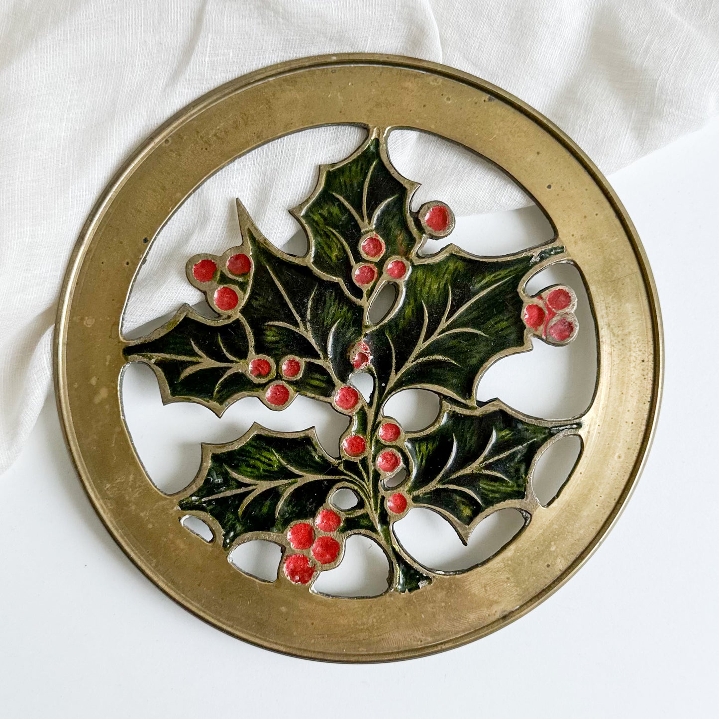 Brass Holly Trivet