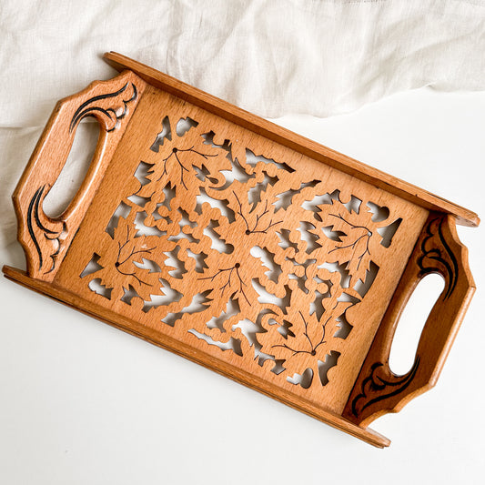 Carved Ornate Wooden Teak Tray