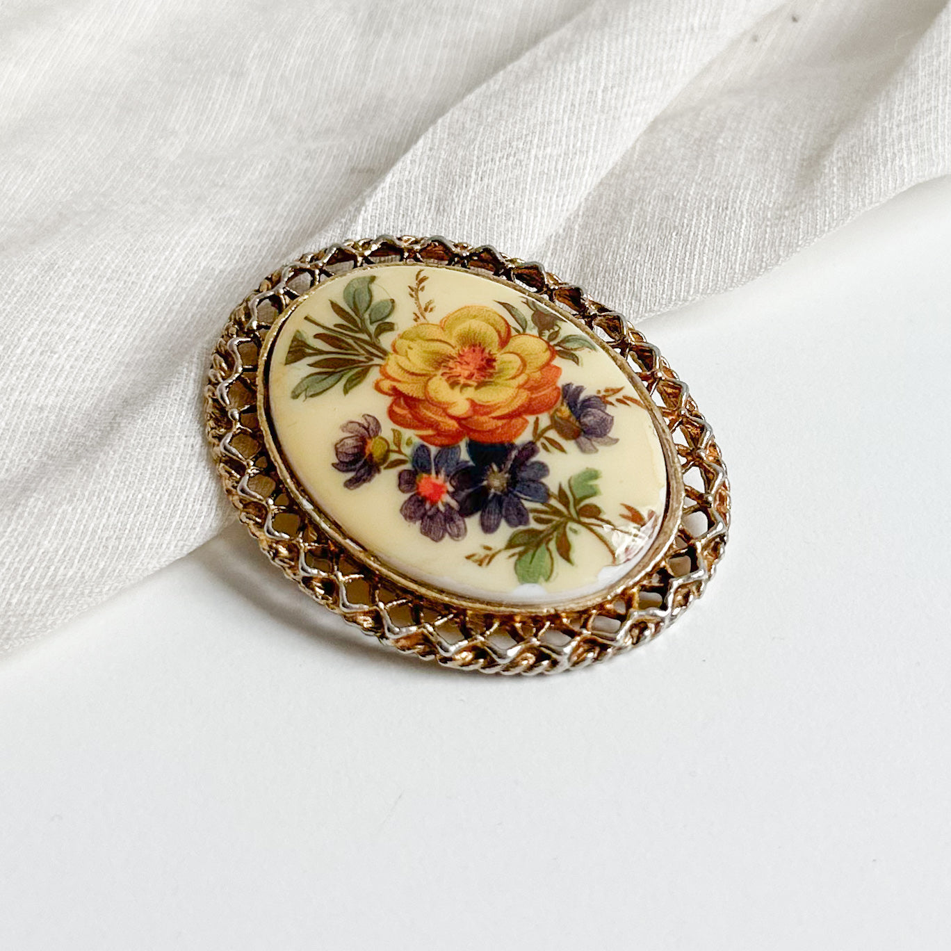 Ceramic Floral Brooch