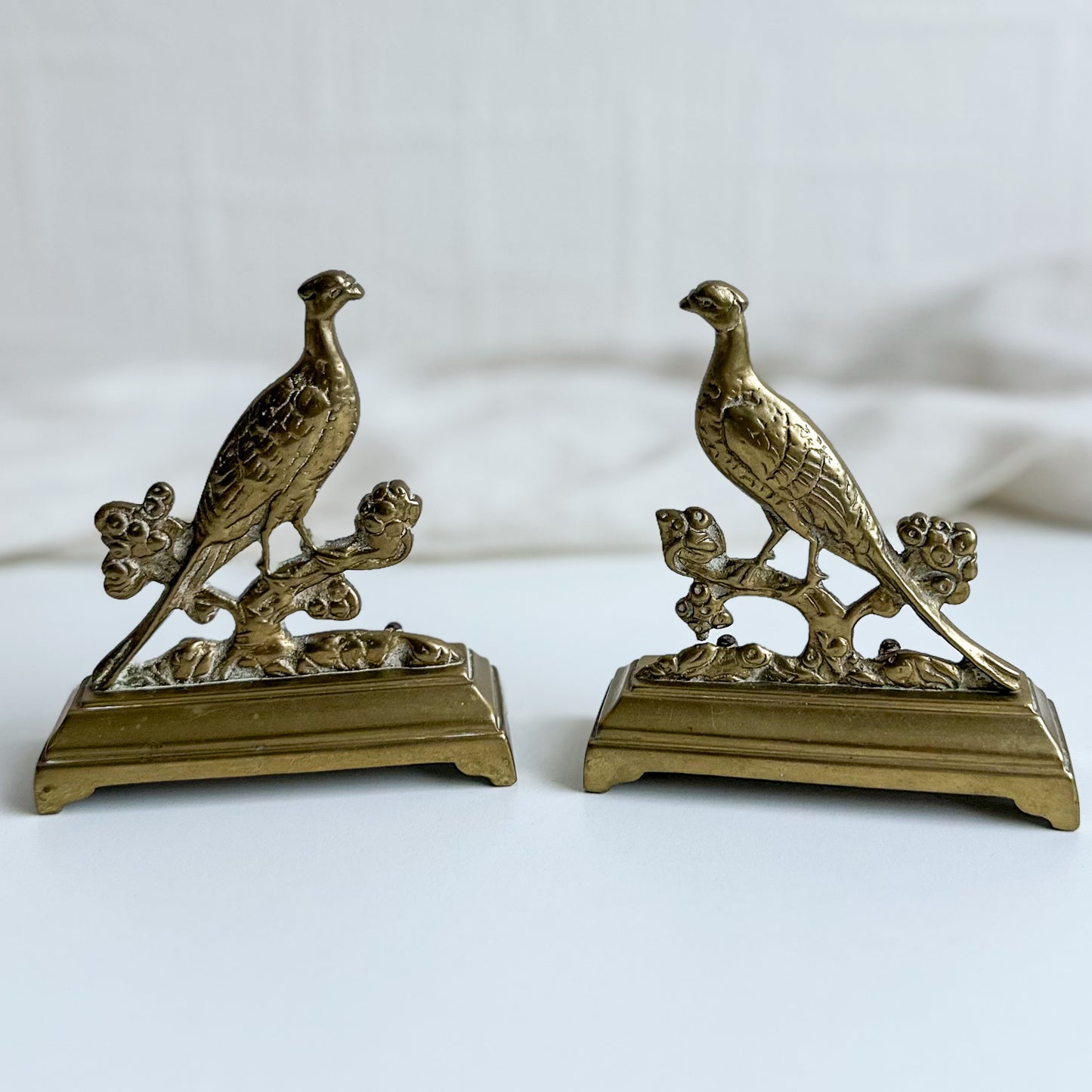 Pair of Brass Pheasants