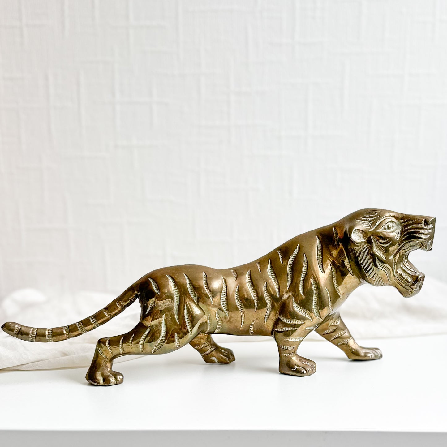 Large Brass Tiger Statue