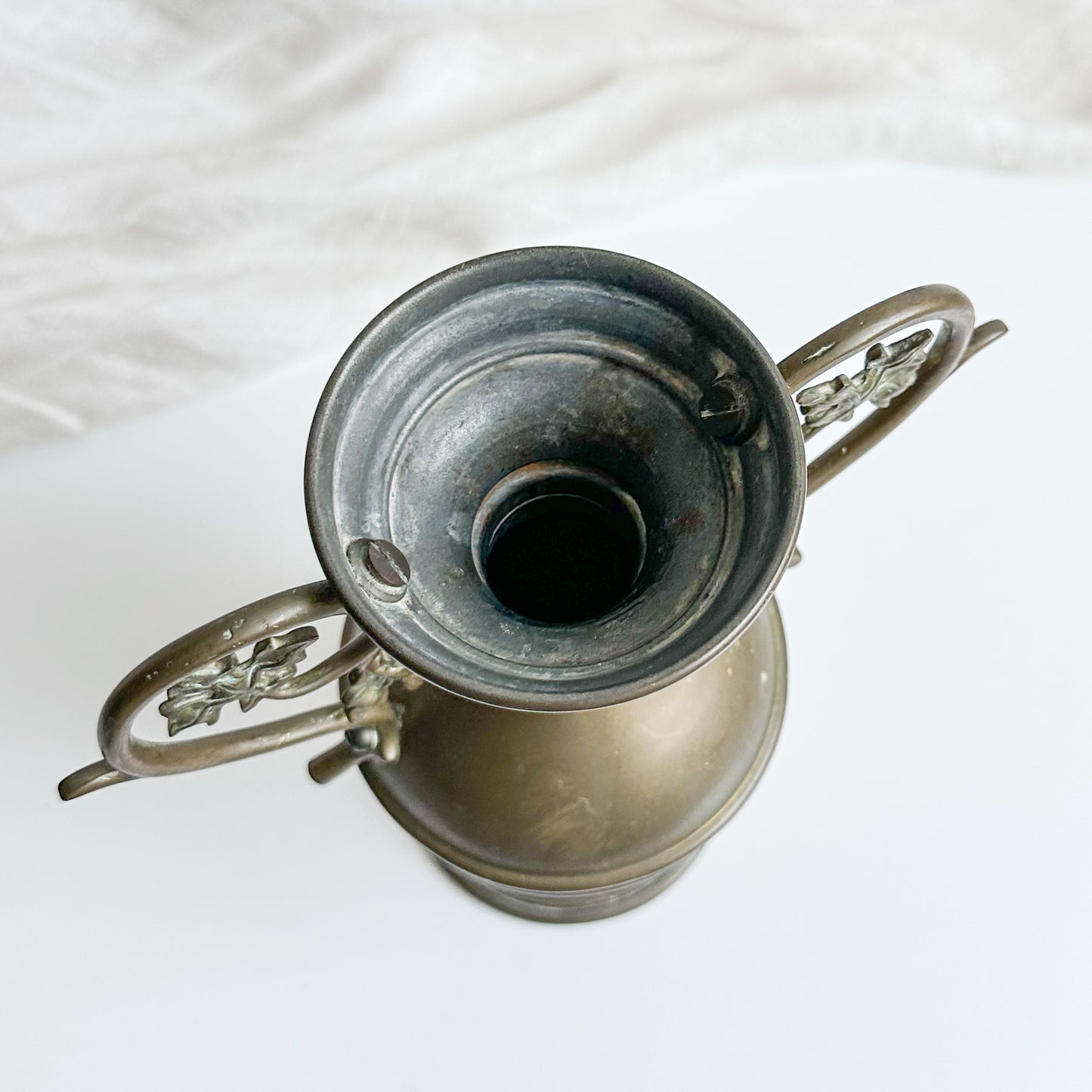 Brass Vase with Leaf Handles