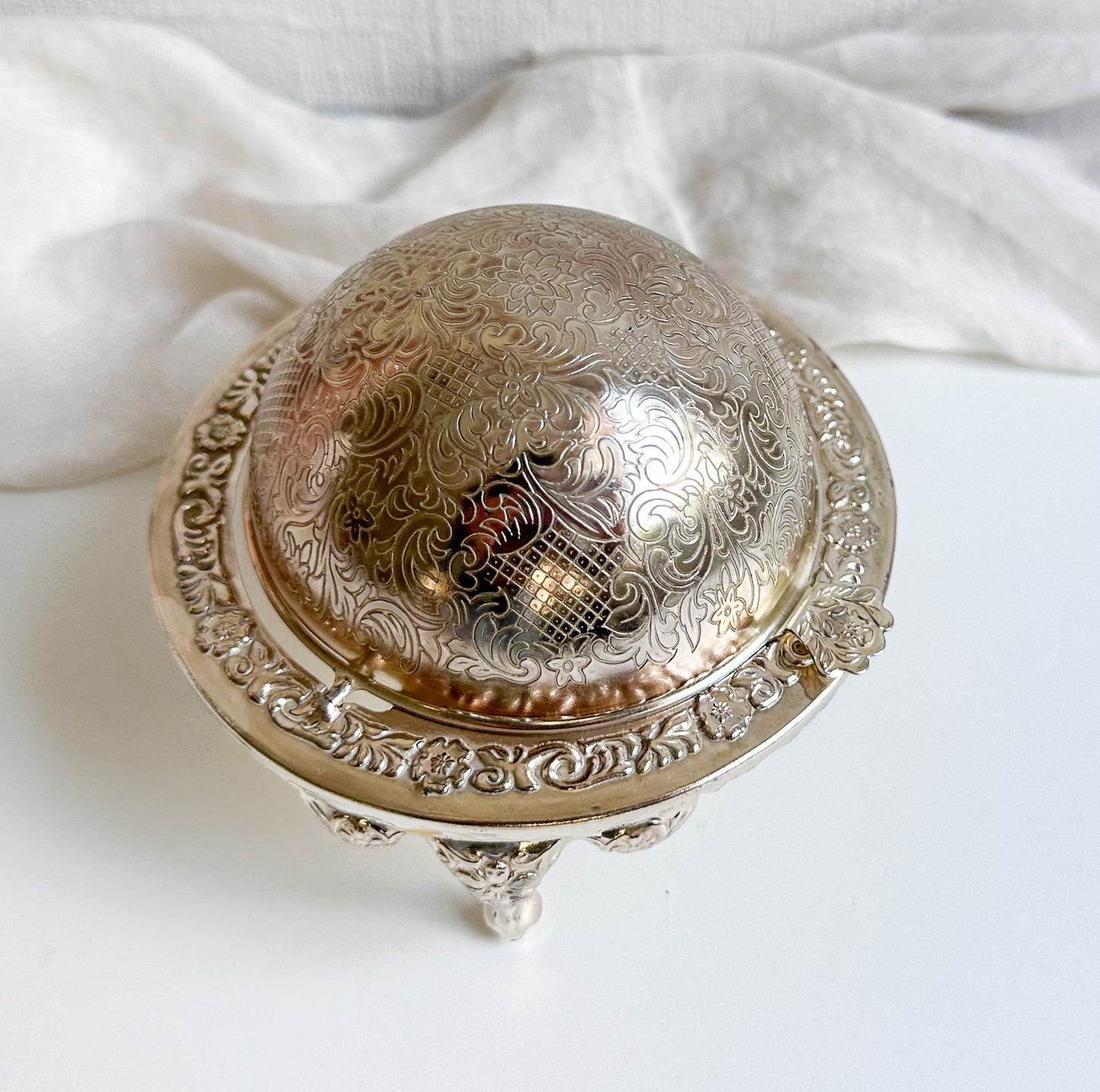 Silver Plated Globe Butter / Caviar Dish