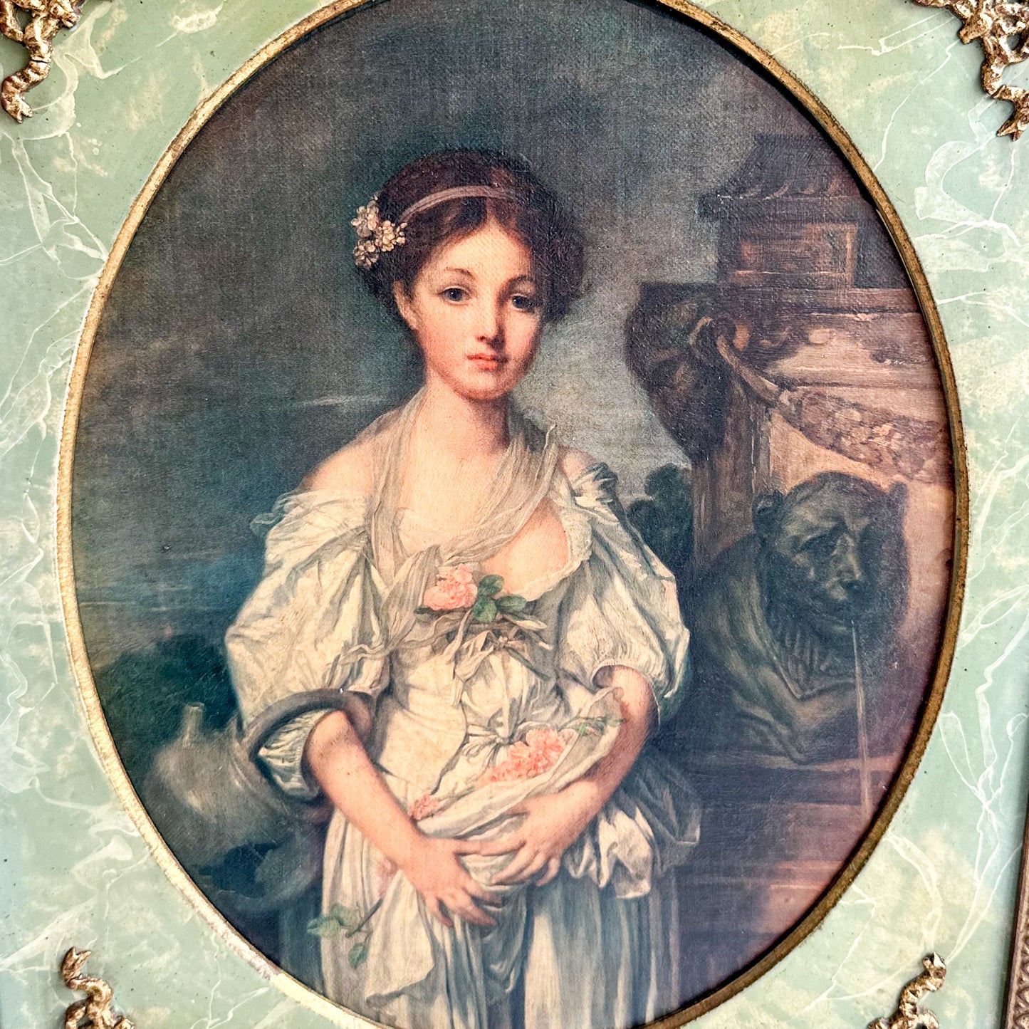 Antique Portrait with Ornate Frame