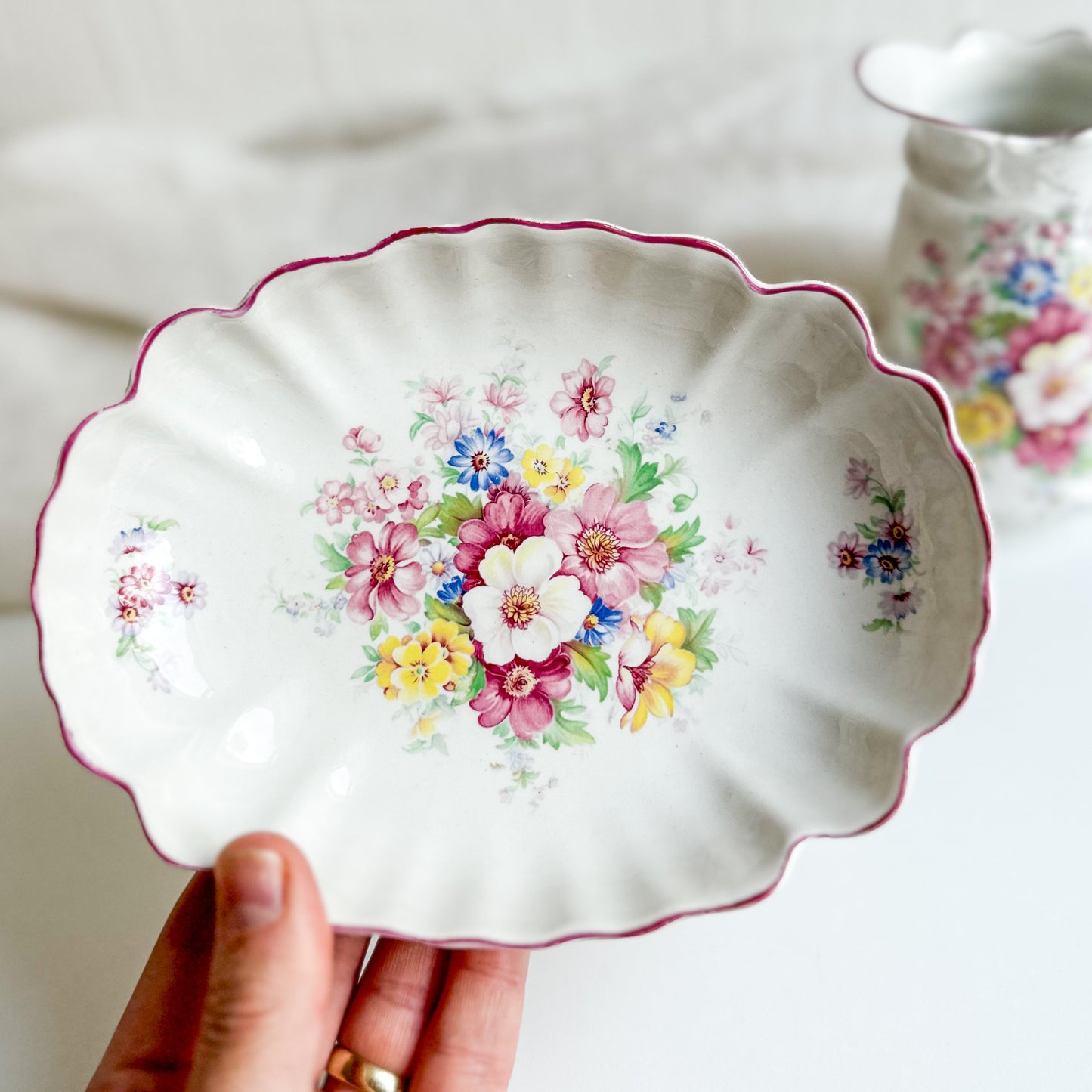 Floral Jug and Bowl Set