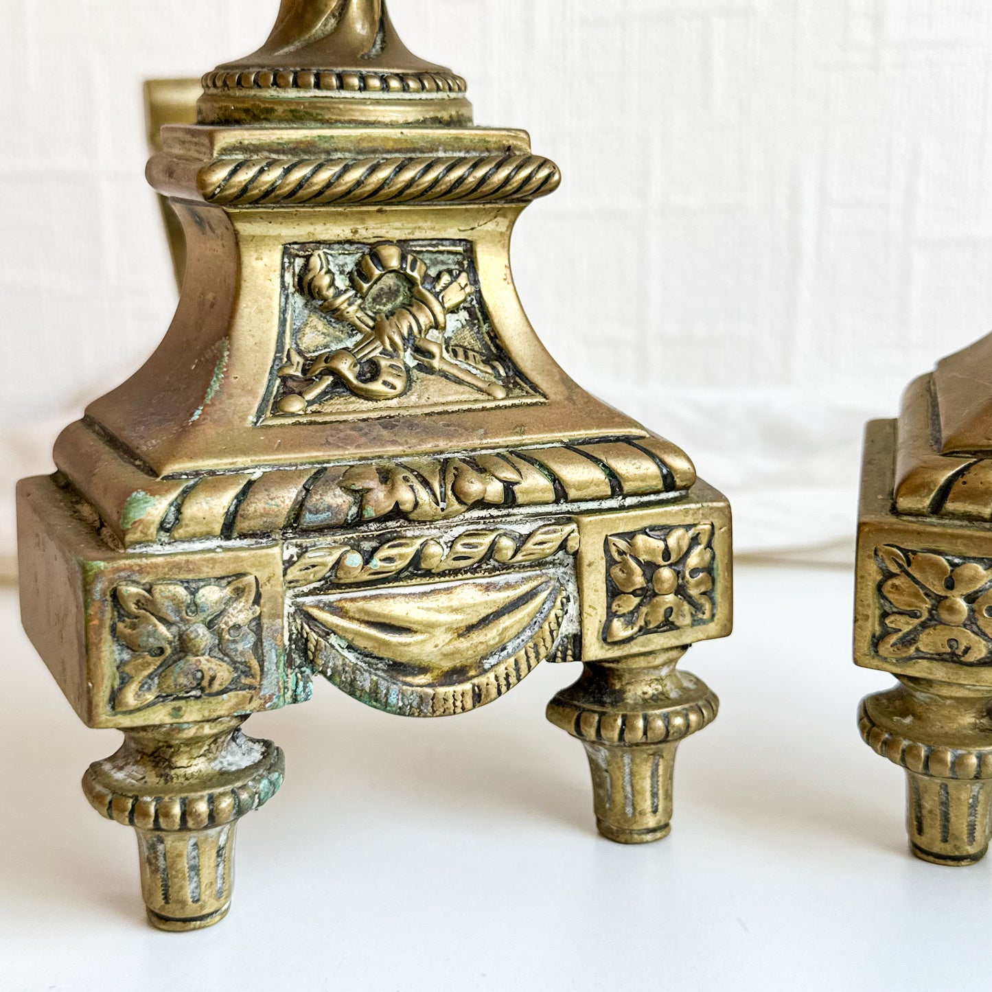 Pair of Antique Brass Fire Dogs