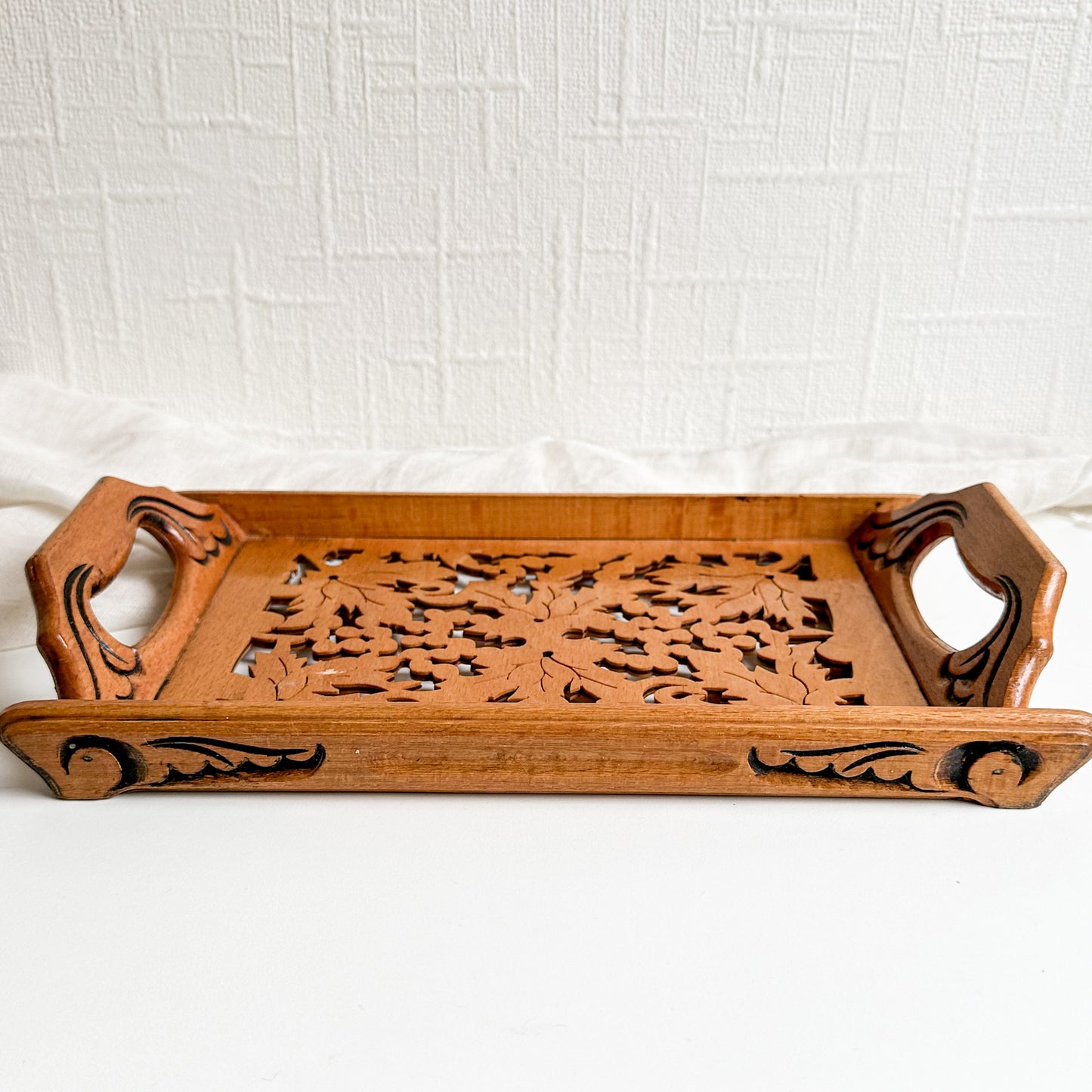 Carved Ornate Wooden Teak Tray