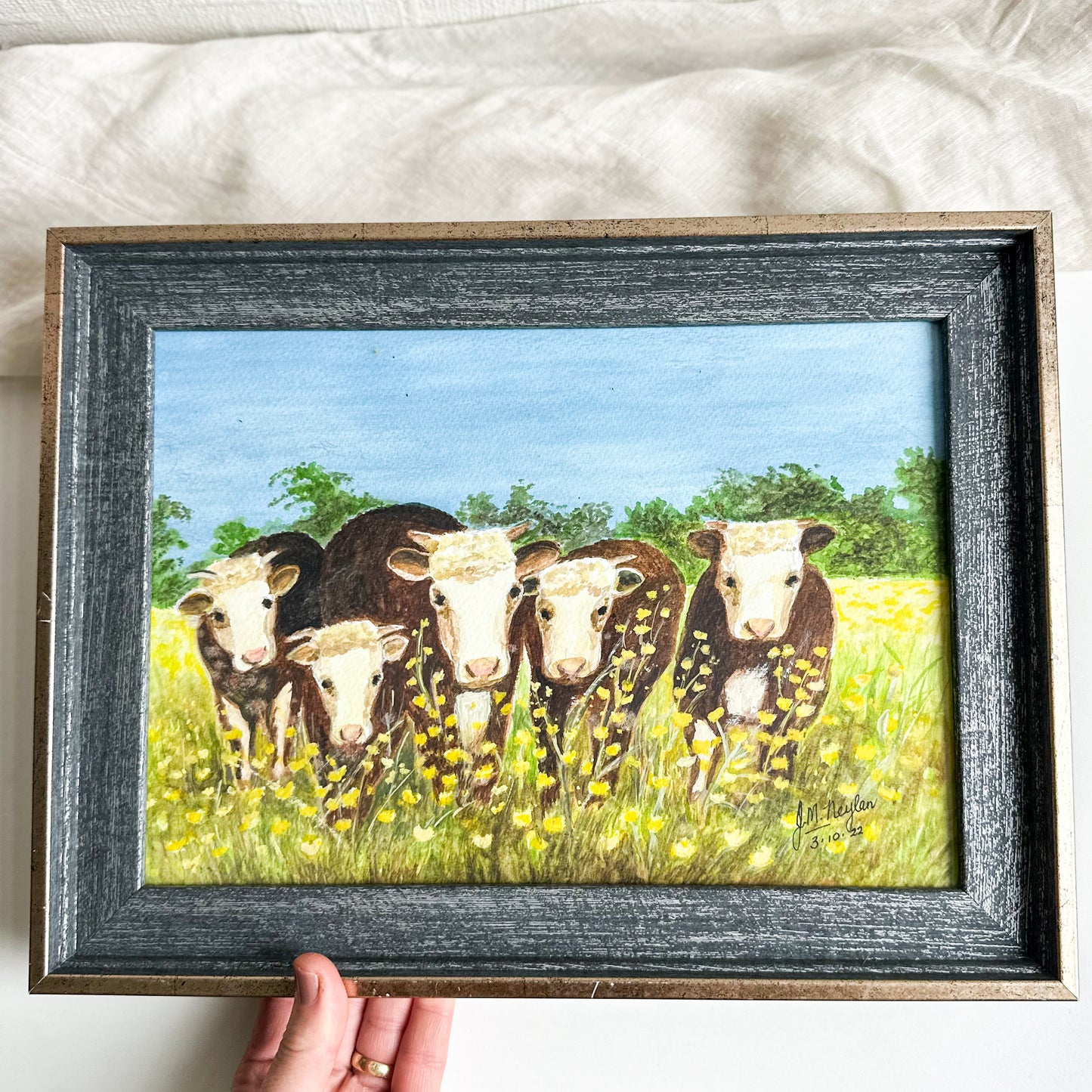 Original Watercolour with Cows