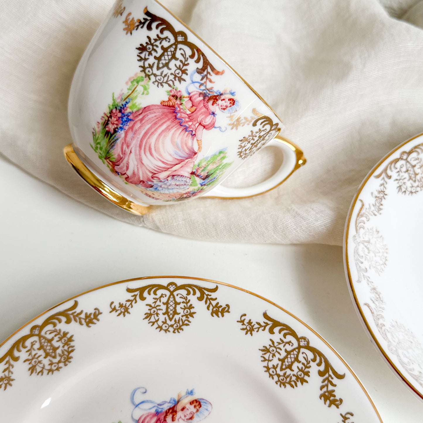 Porcelain “Pinkie” Tea Trio