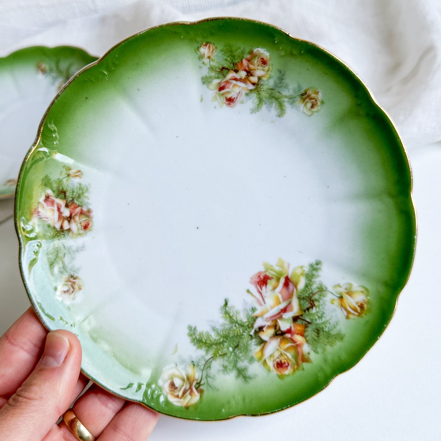 Antique Tea Trio with Rose Pattern