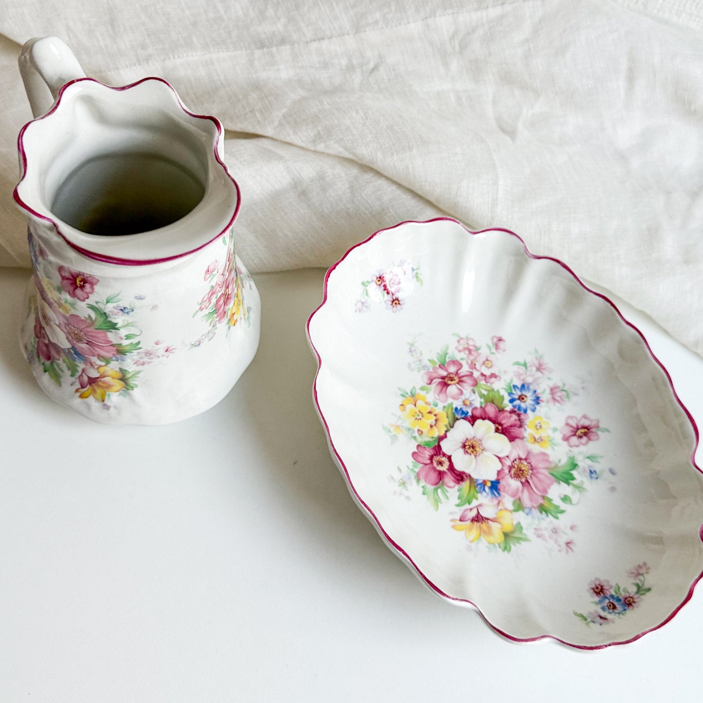 Floral Jug and Bowl Set