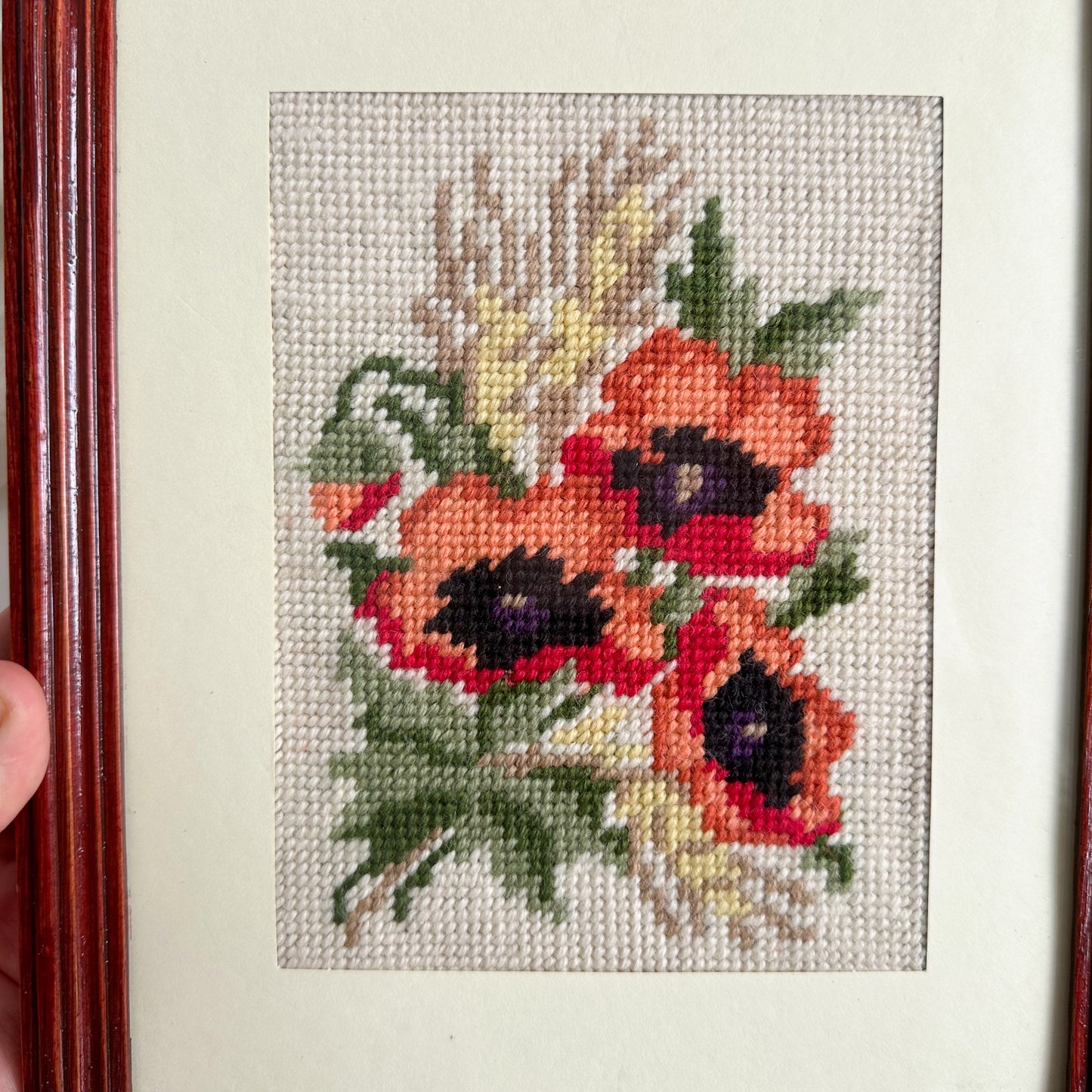 Framed Poppy Needlepoint