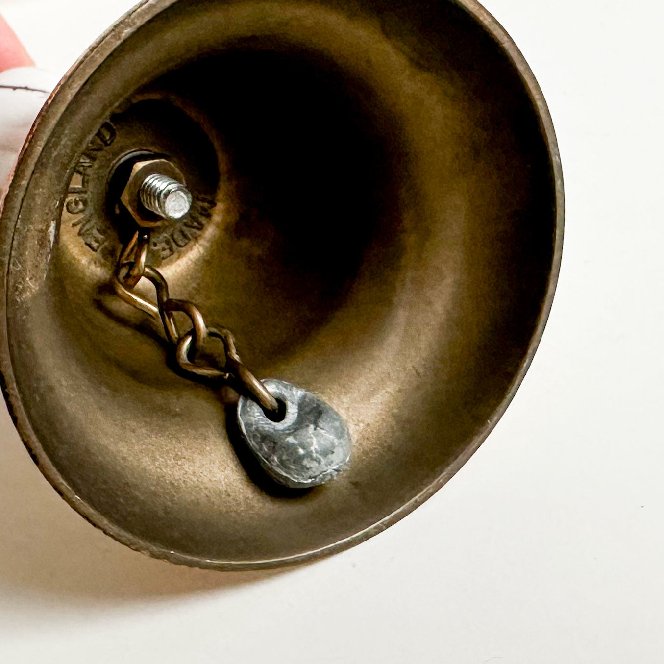 Vintage Brass Bell with Porcelain Handle