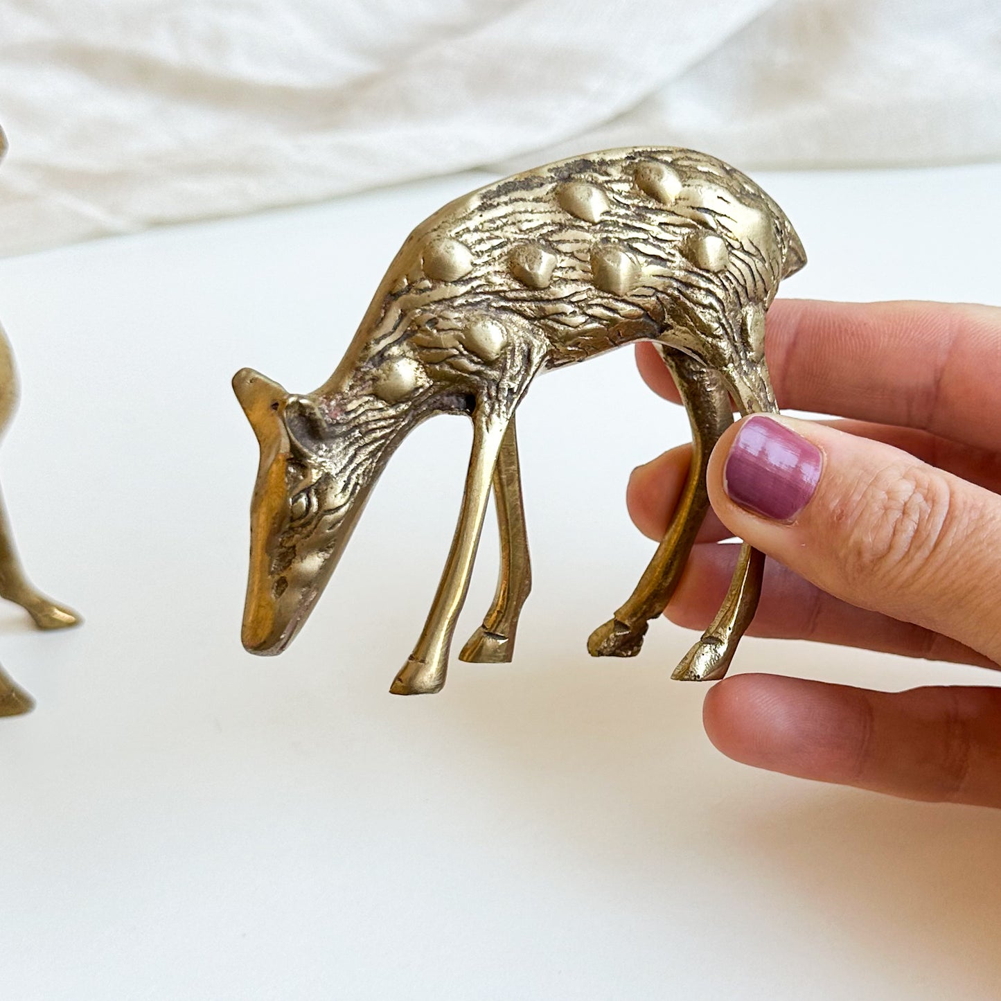 Pair of Small Brass Deers