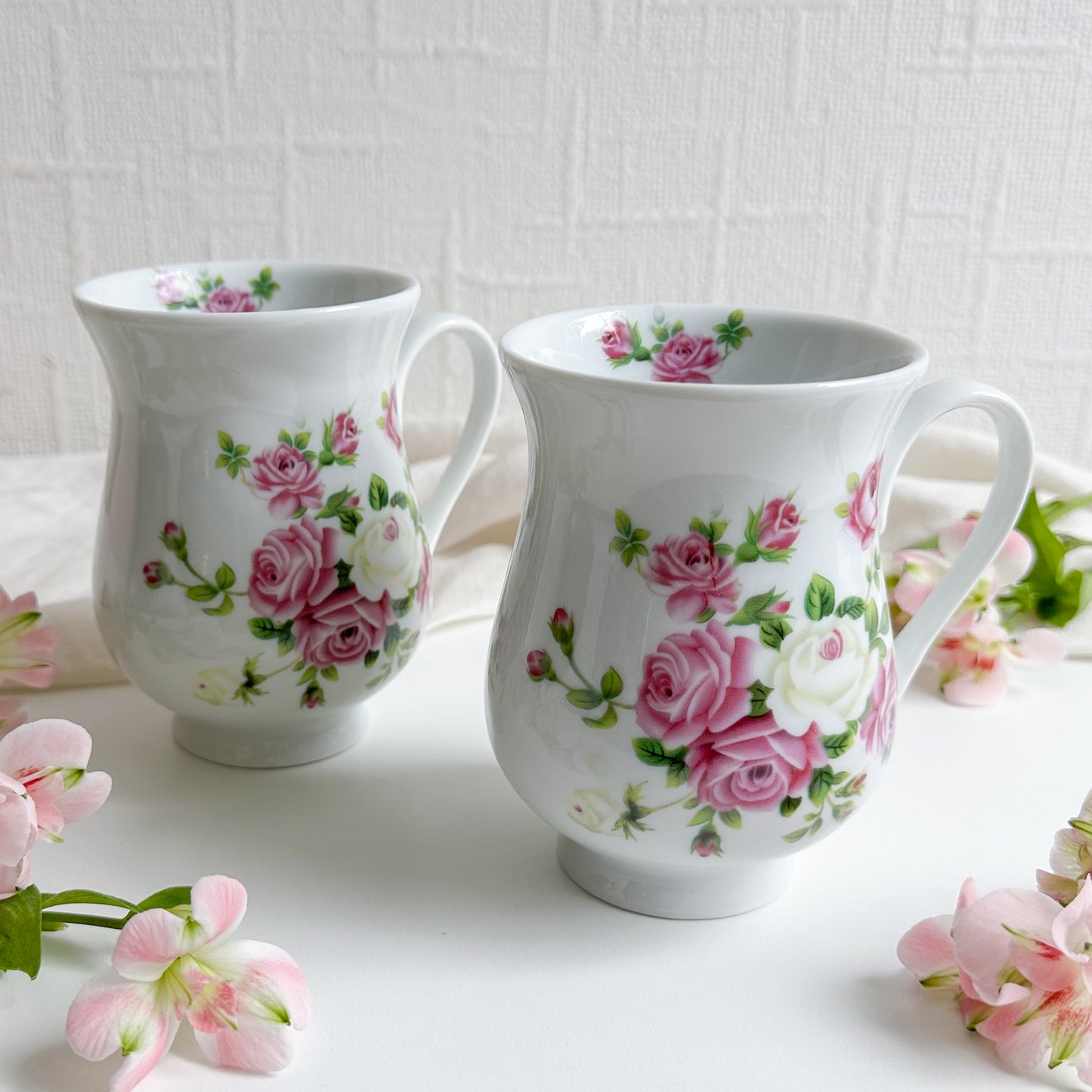 Pair of Vintage Floral Mugs