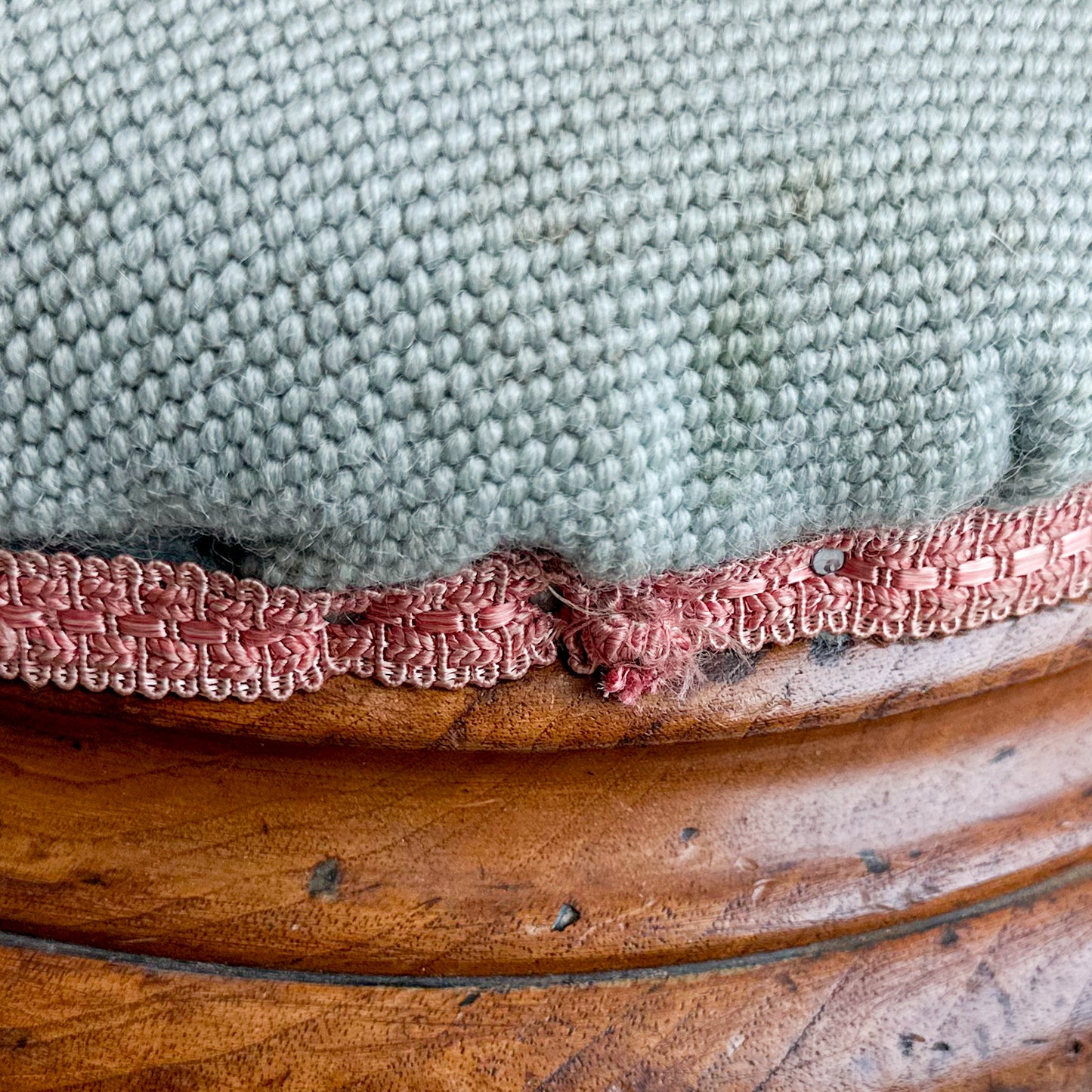 Victorian Upholstered Footstool with Roses