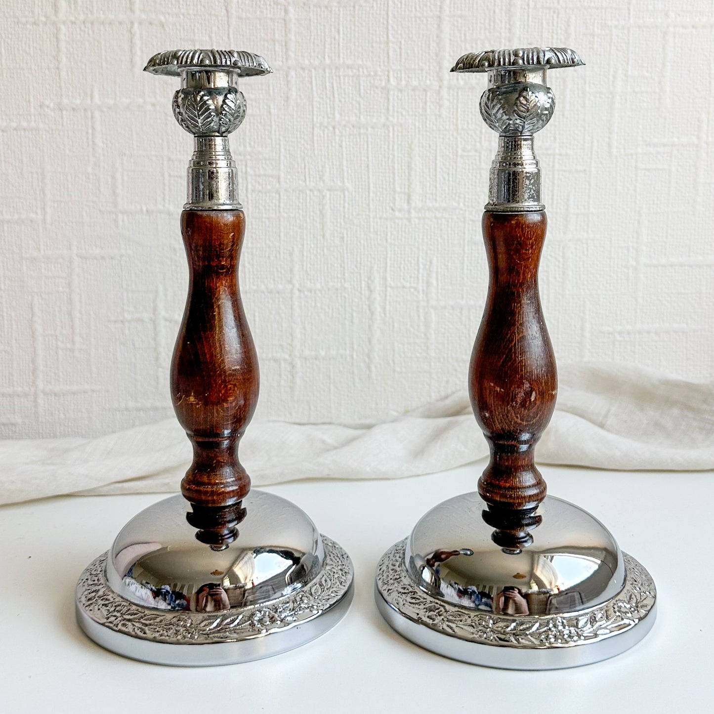 Pair of Oak Candlesticks