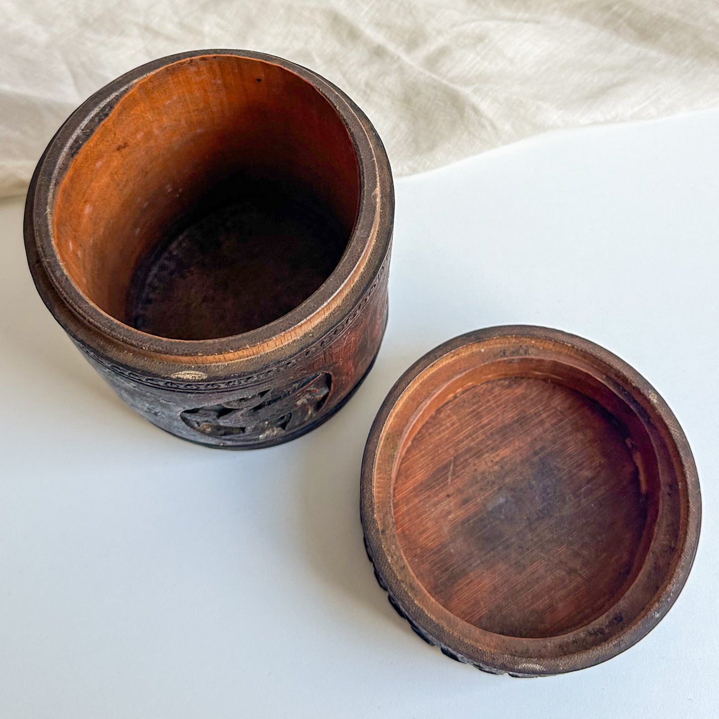 Chinese Carved Bamboo Tobacco Box