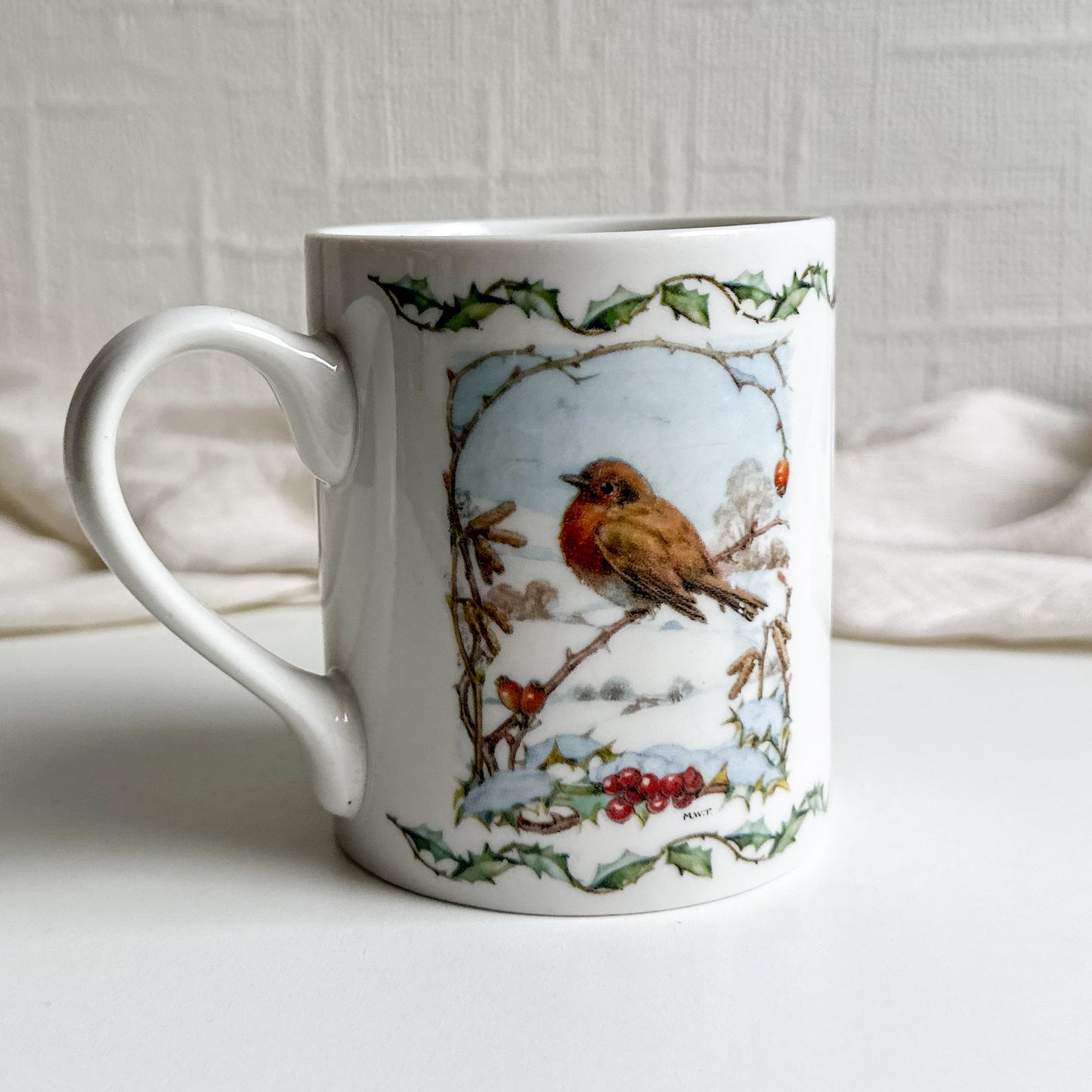 Winter Mug with Robins