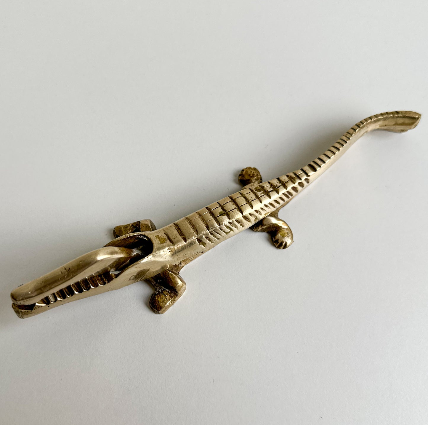 Small Brass Alligator Nutcracker