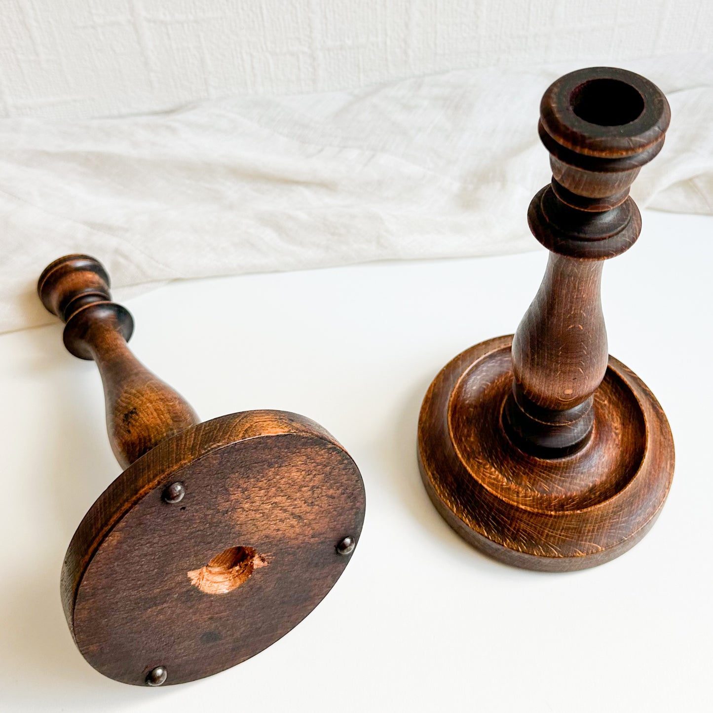 Pair of Wooden Candlesticks