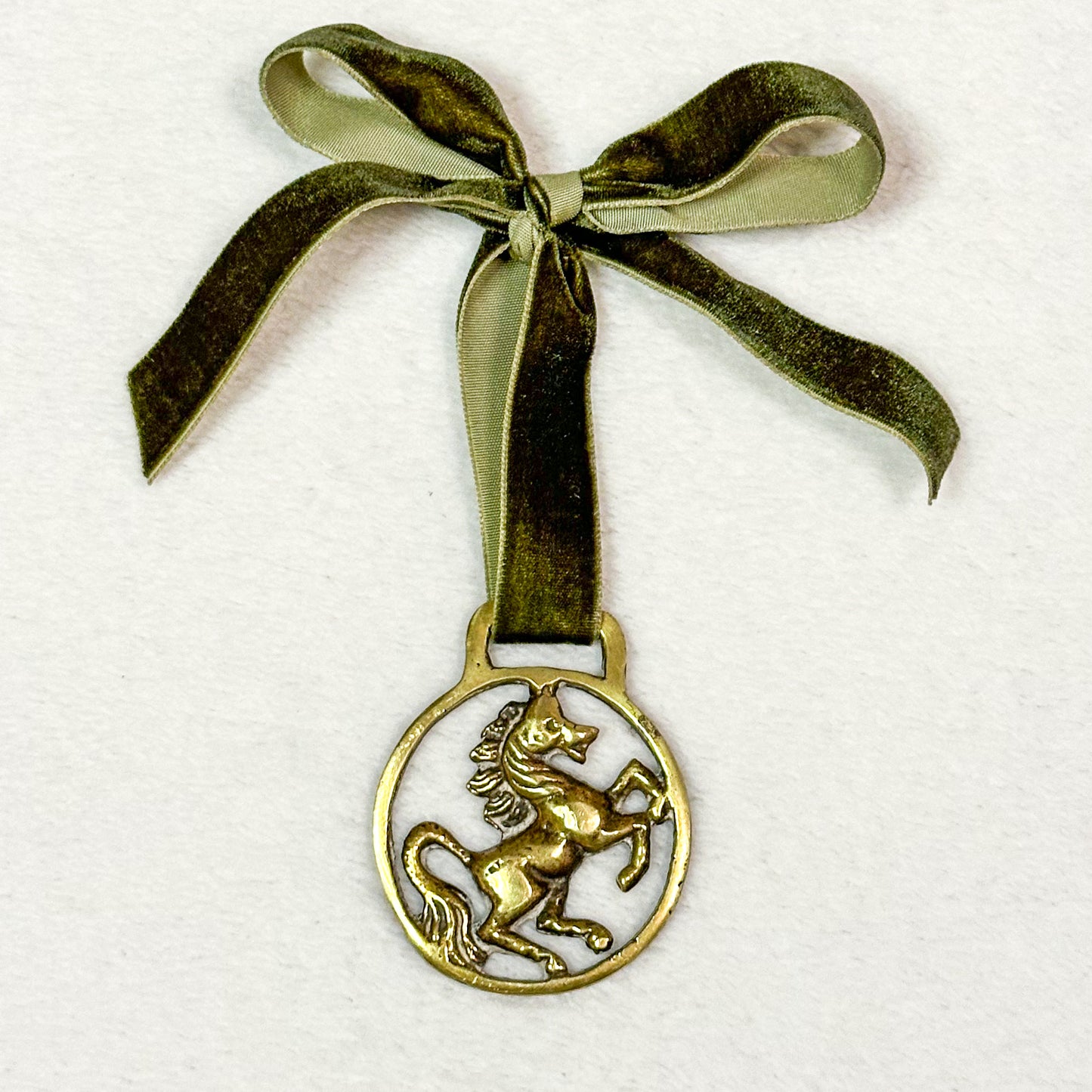 Brass Ornament with Green Ribbon 10