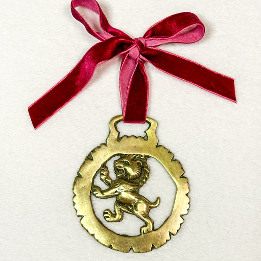 Brass Ornament with Bordeaux Ribbon 4