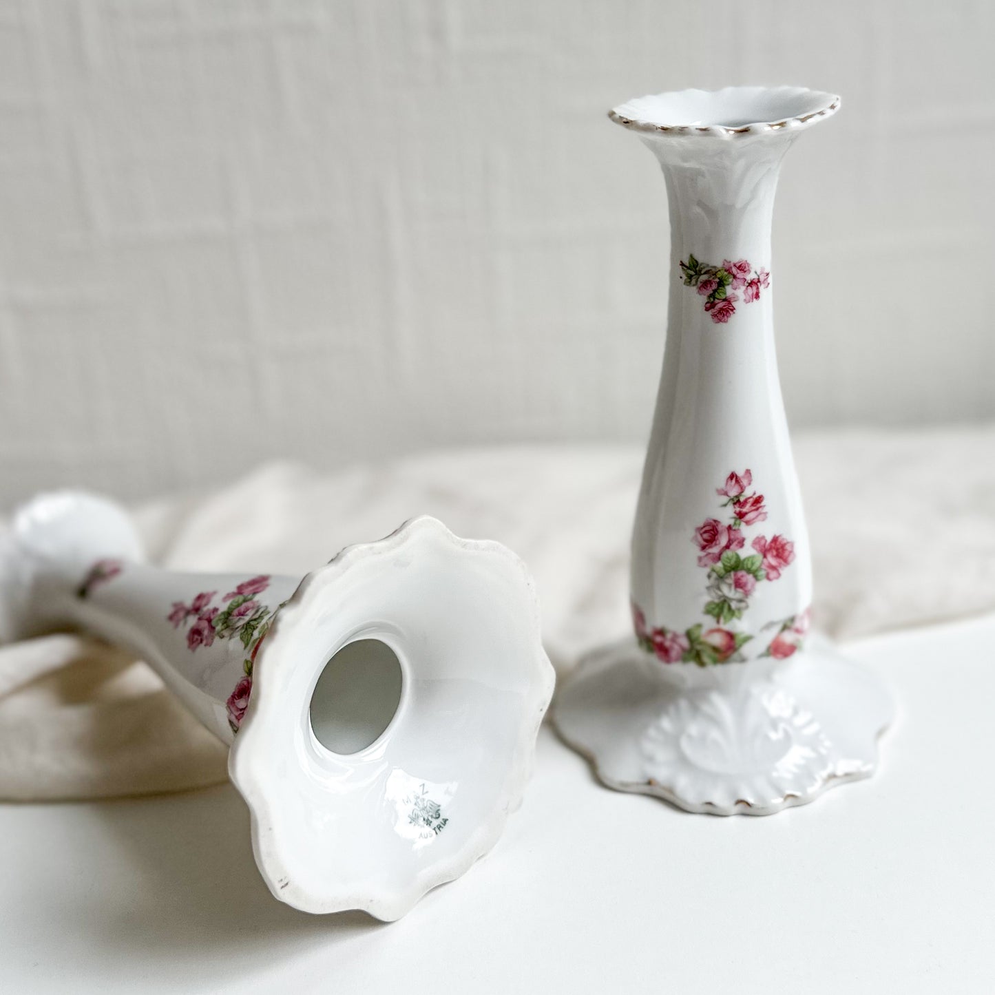 Pair of Floral Candlesticks