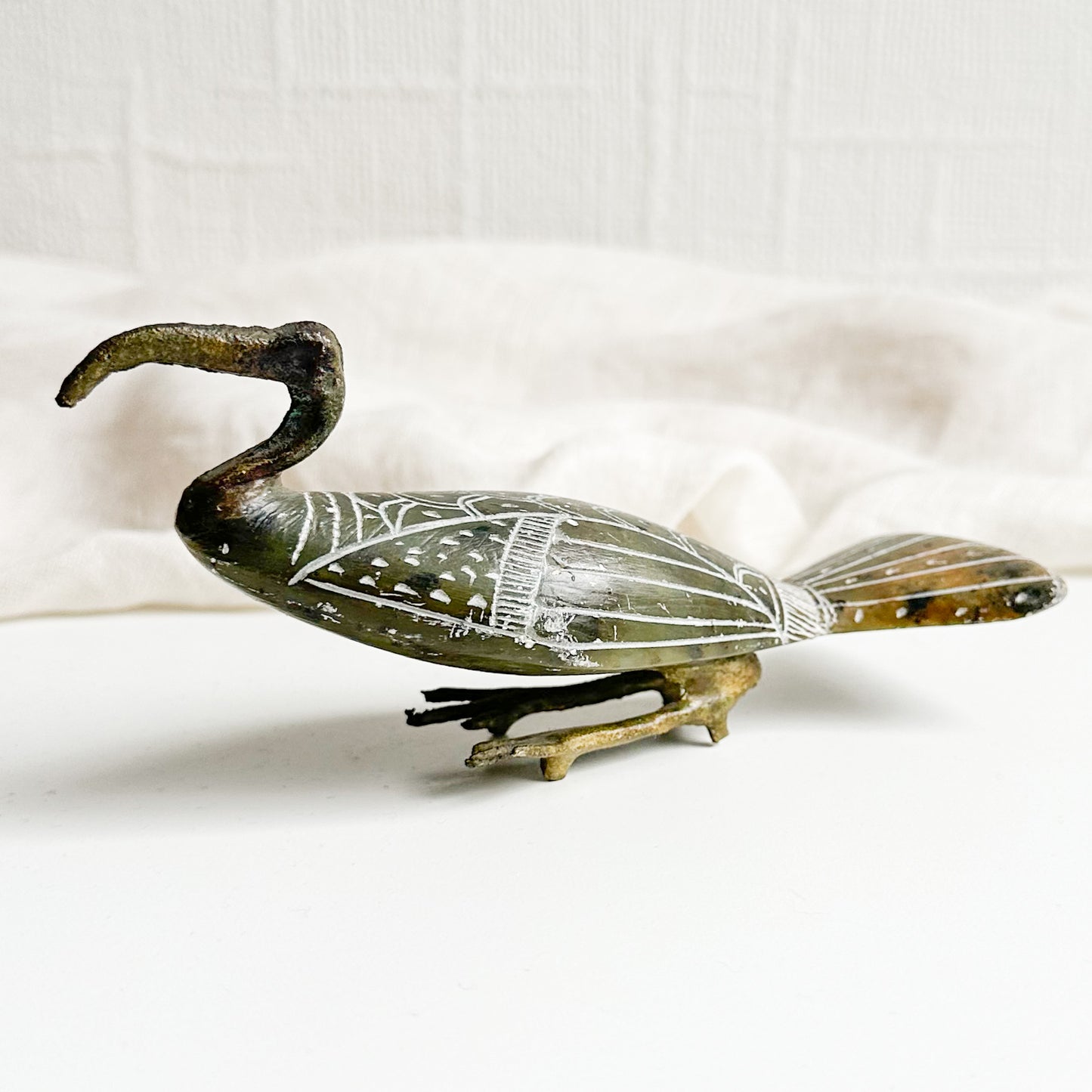 Carved Soapstone Egyptian Ibis Bird