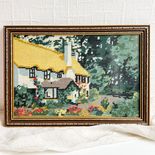 Framed Cottage Needlepoint