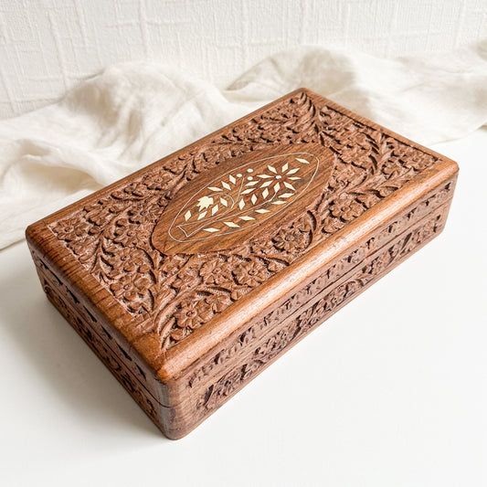 Hand Carved Inlay Box