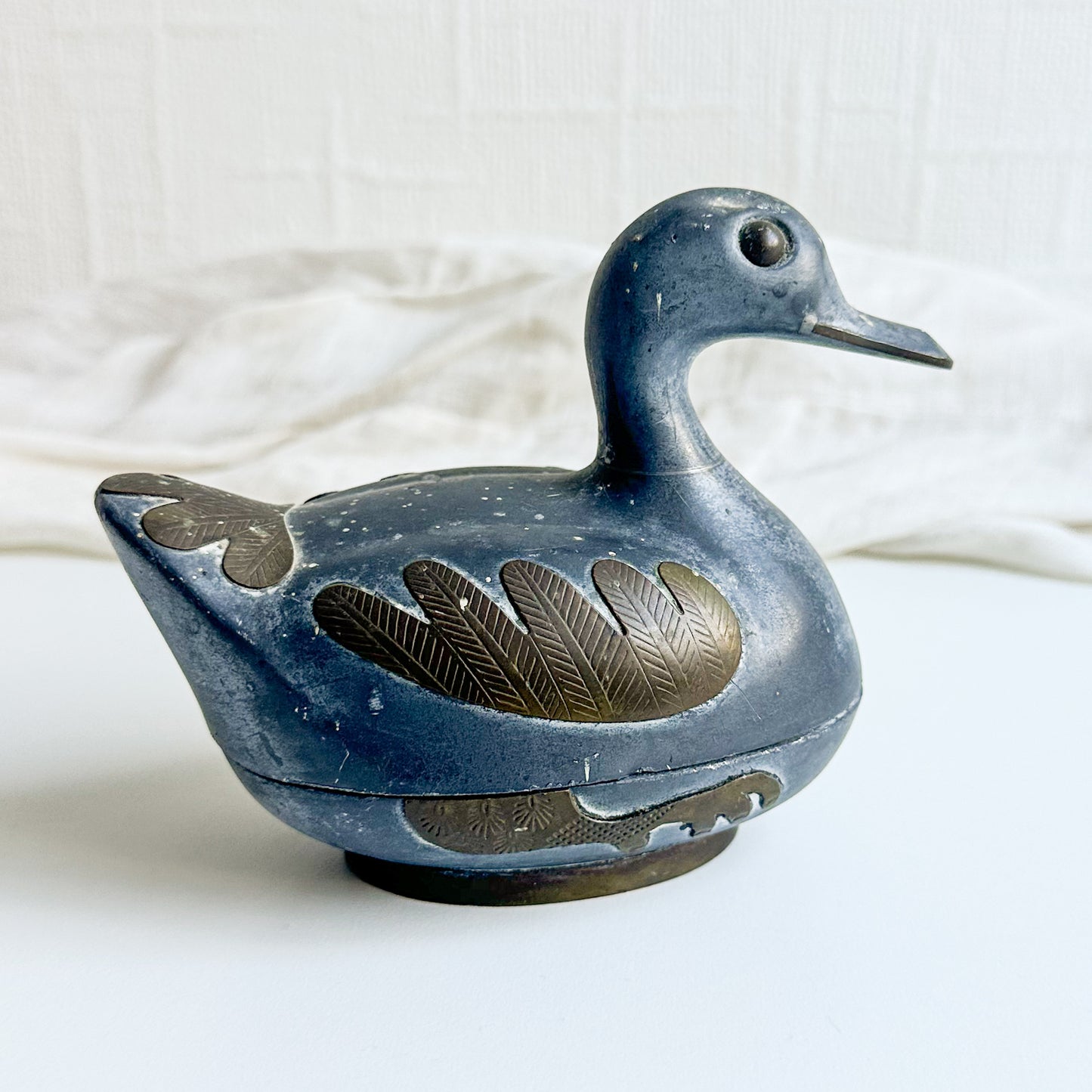 Duck Shaped Pewter Box