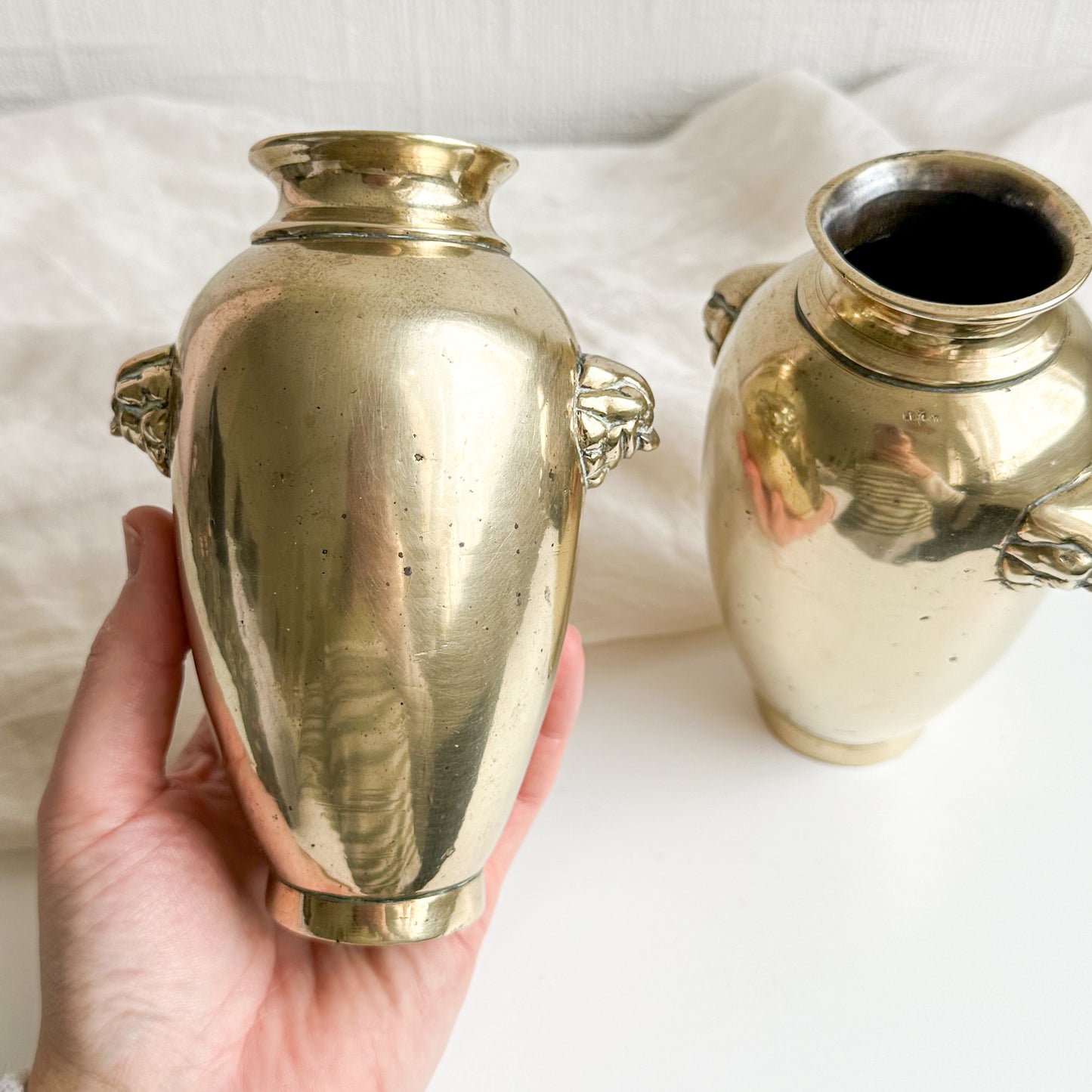 Pair of Solid Brass Vases