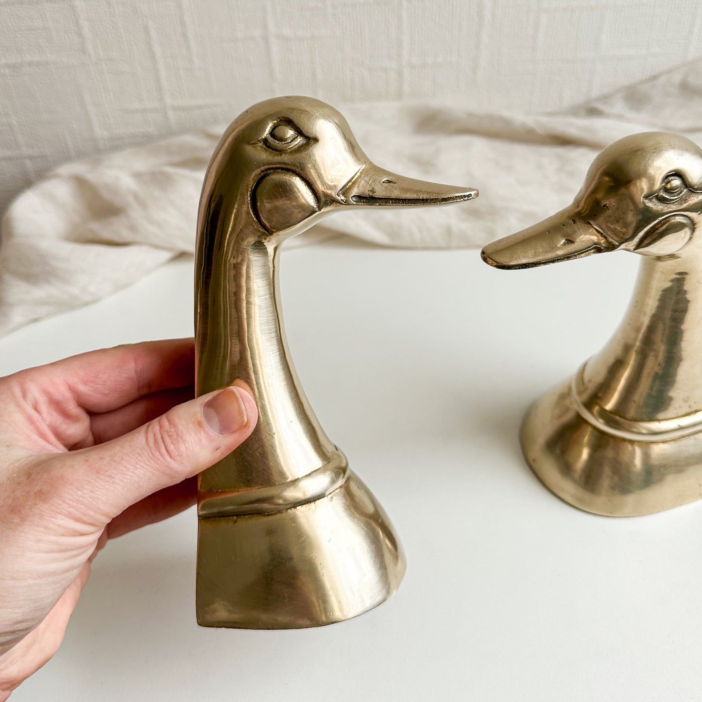 Pair of Brass Duck Bookends